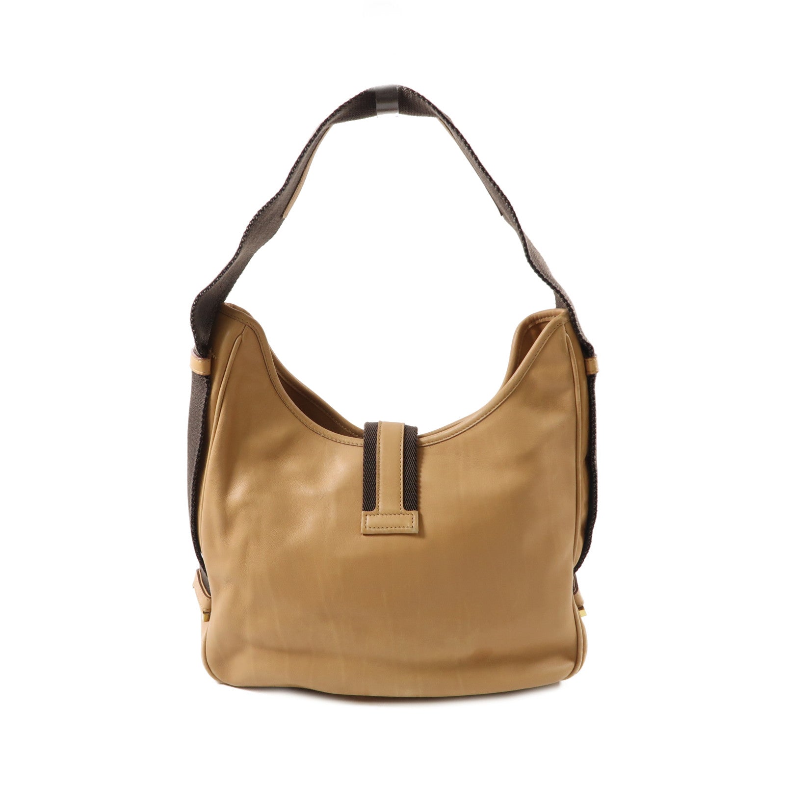GUCCI 皮革Shoulder Bag金扣肩背袋啡色