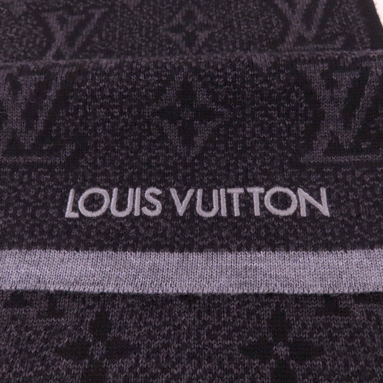 LOUIS VUITTON LV Scarf M73468 Wool Gray/Black