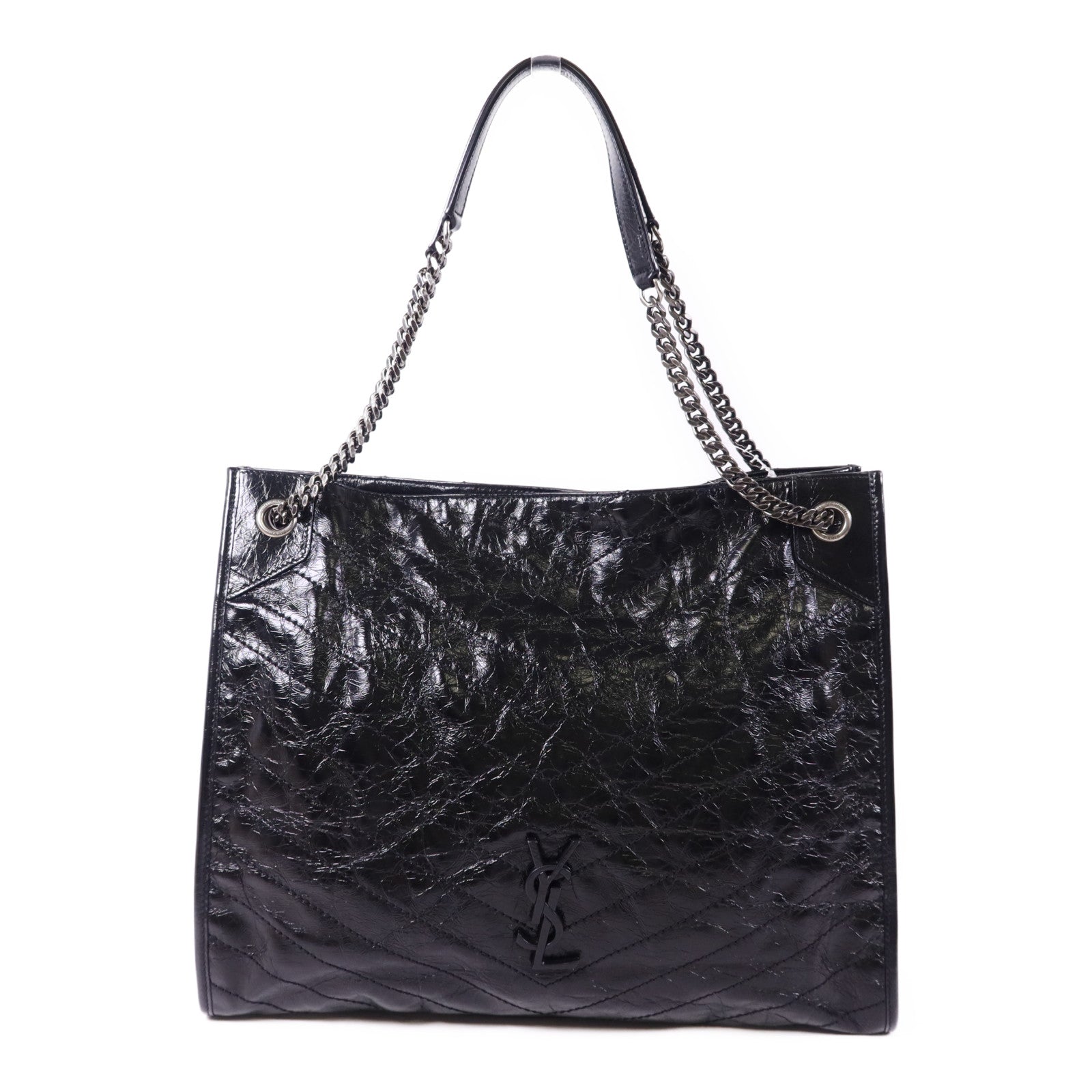YVES SAINT LAURENT 牛皮皮革Niki Medium Tote Bag銀扣鏈帶肩背袋