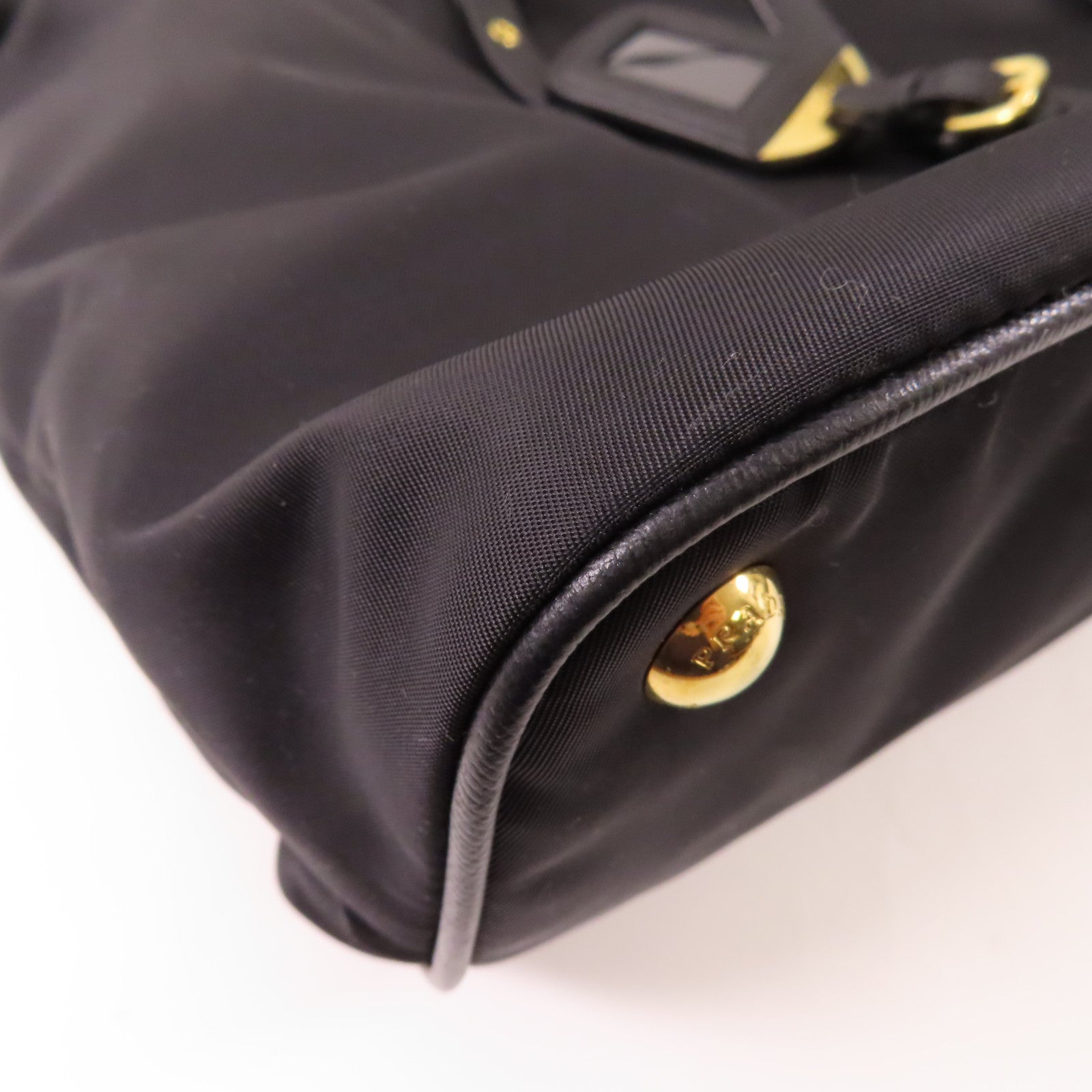PRADA 尼龍Tote Bag金扣肩背袋黑色