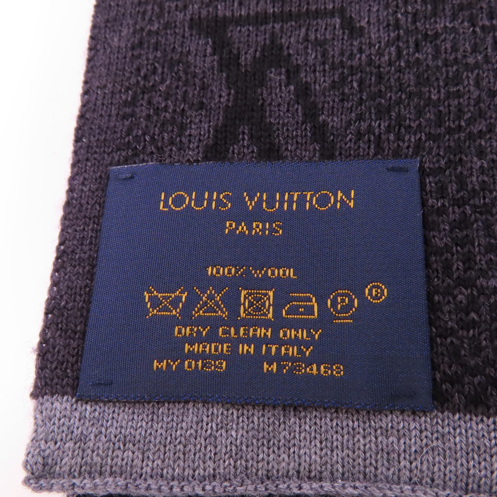 LOUIS VUITTON LV Scarf M73468 Wool Gray/Black