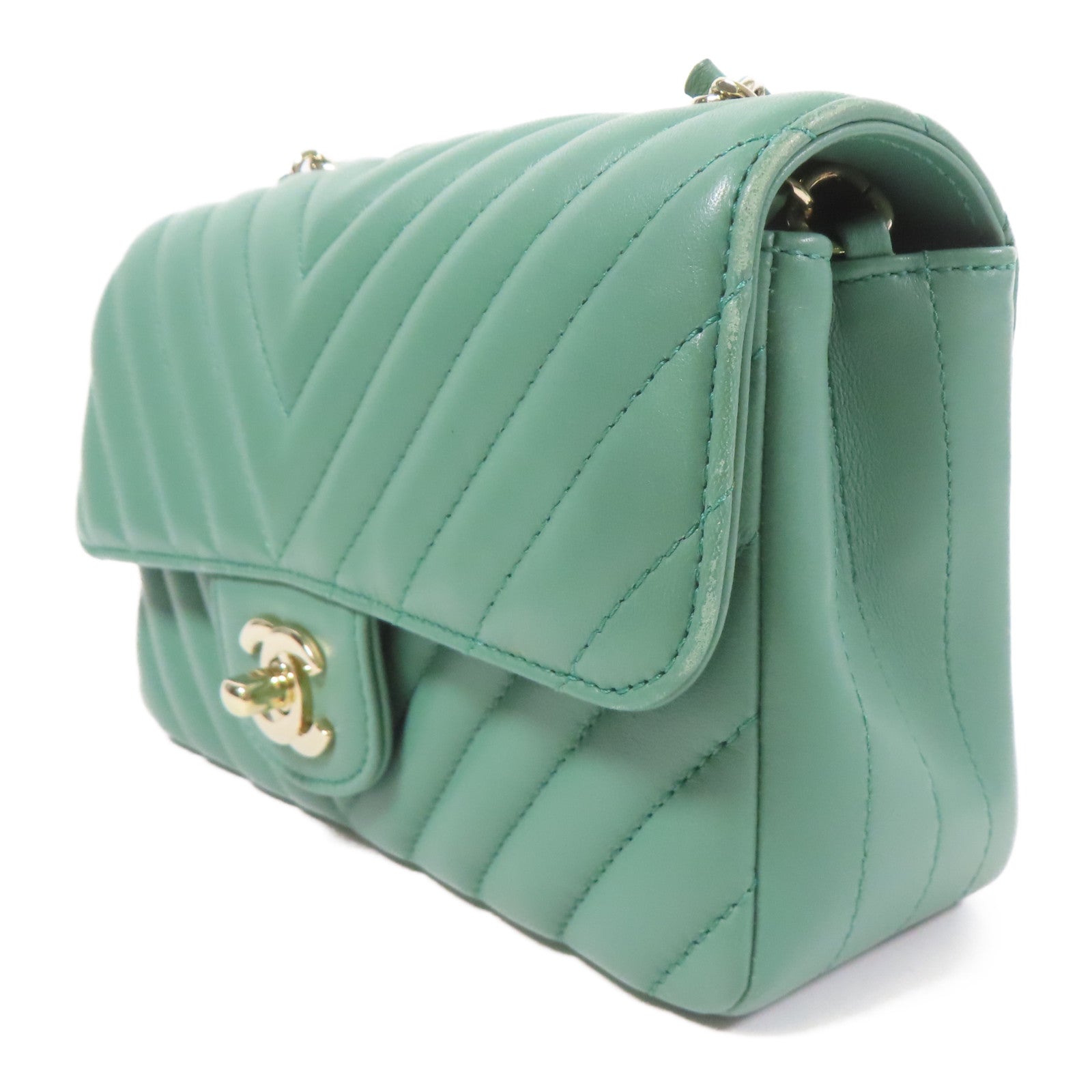 CHANEL 牛皮皮革Shoulder Bag金扣鏈帶肩背袋