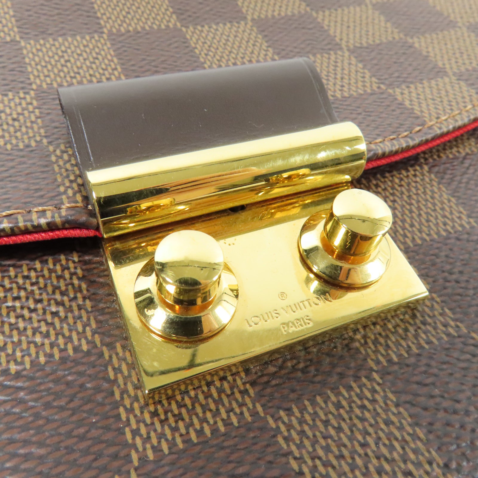 LOUIS VUITTON Damier Croisette金扣手挽肩背兩用袋