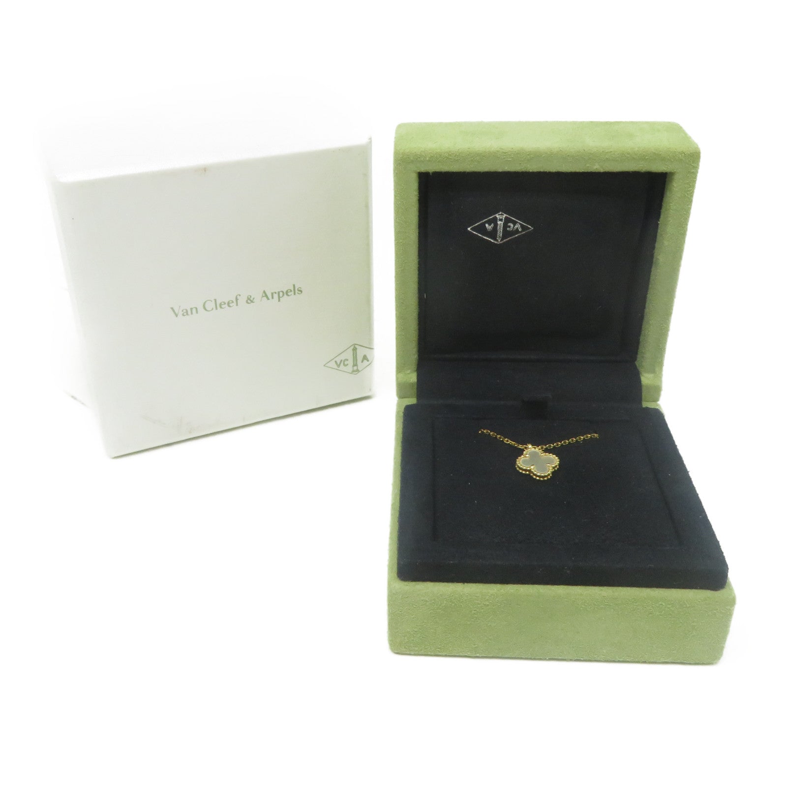 Van Cleef & Arpels 18K黃金Sweet Alhambra Pen項鍊白色/金色