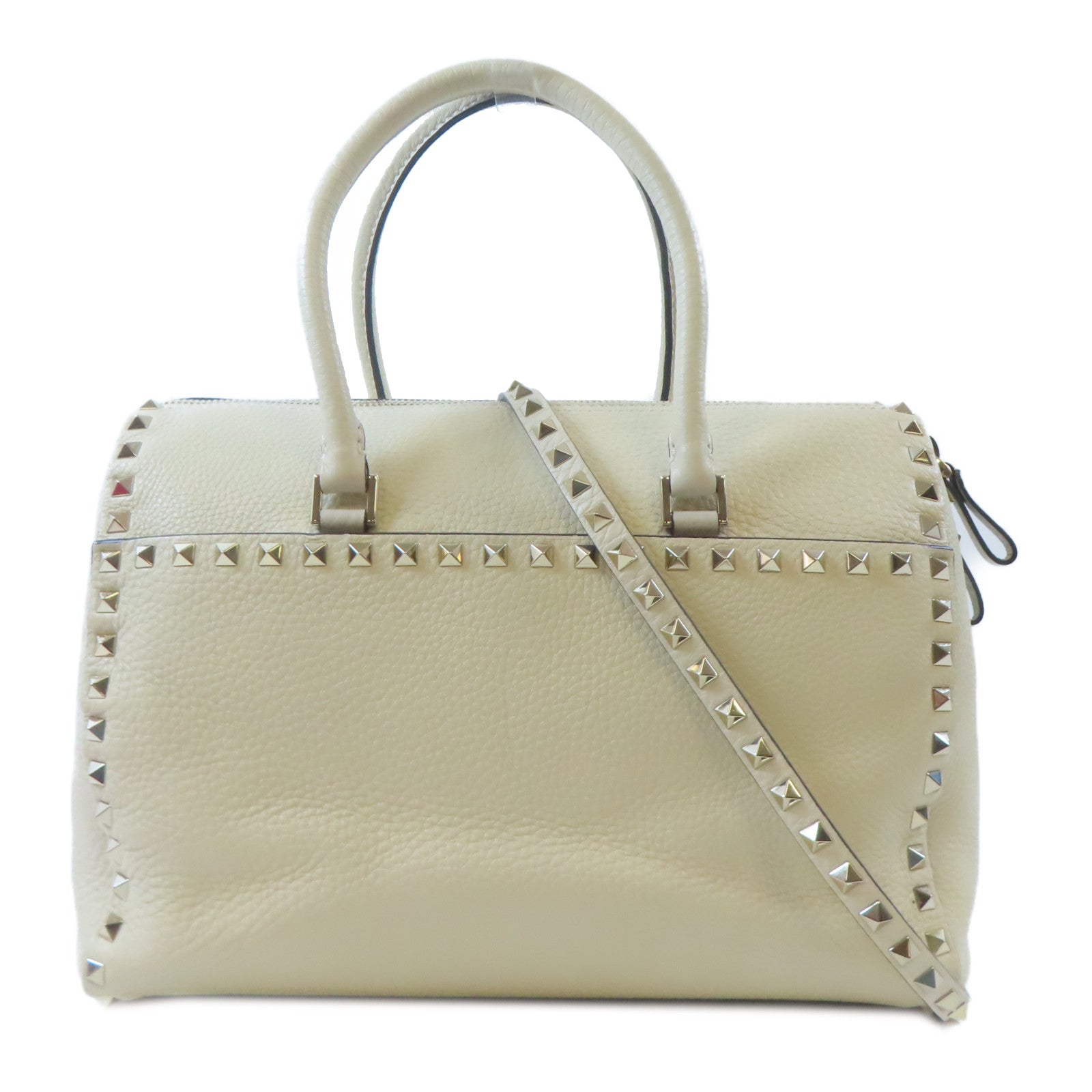 Valentino 牛皮皮革Shoulder Bag手挽肩背兩用袋米色
