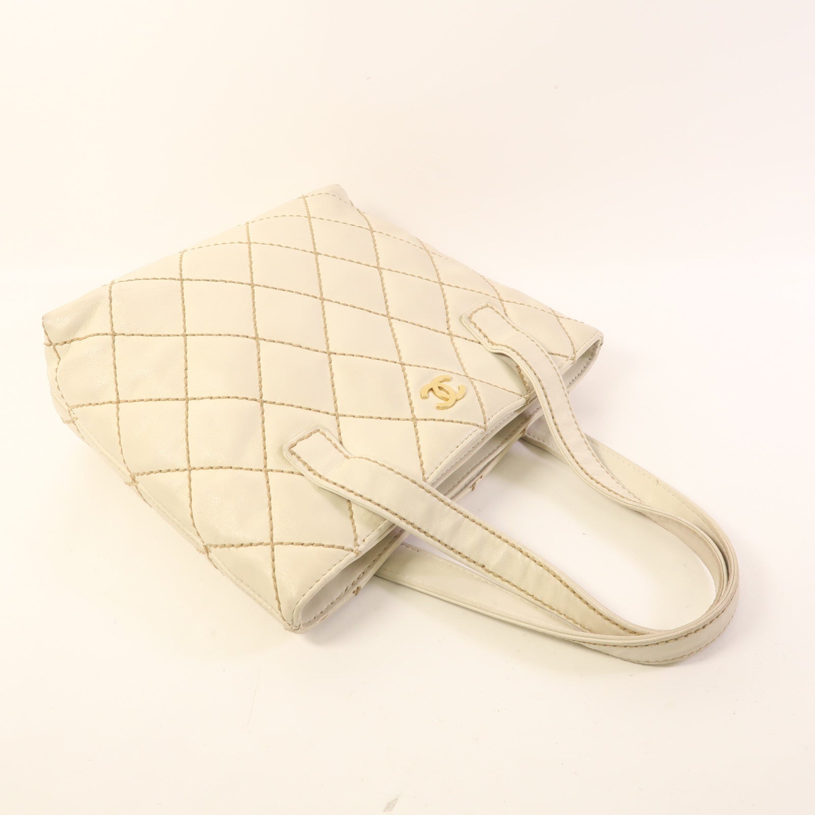 CHANEL 牛皮皮革Vintage Hand Bag金扣手挽袋