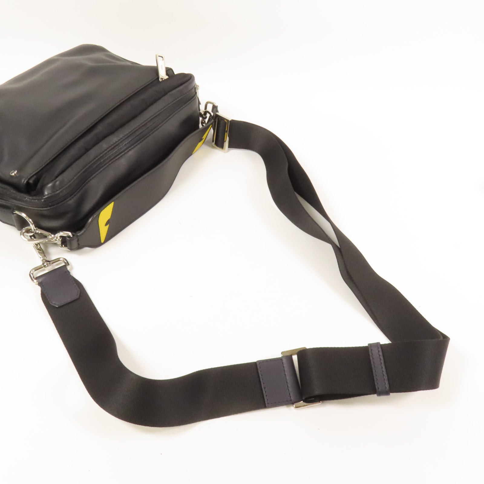 FENDI 尼龍/皮革Shoulder Bag銀扣手挽肩背兩用袋