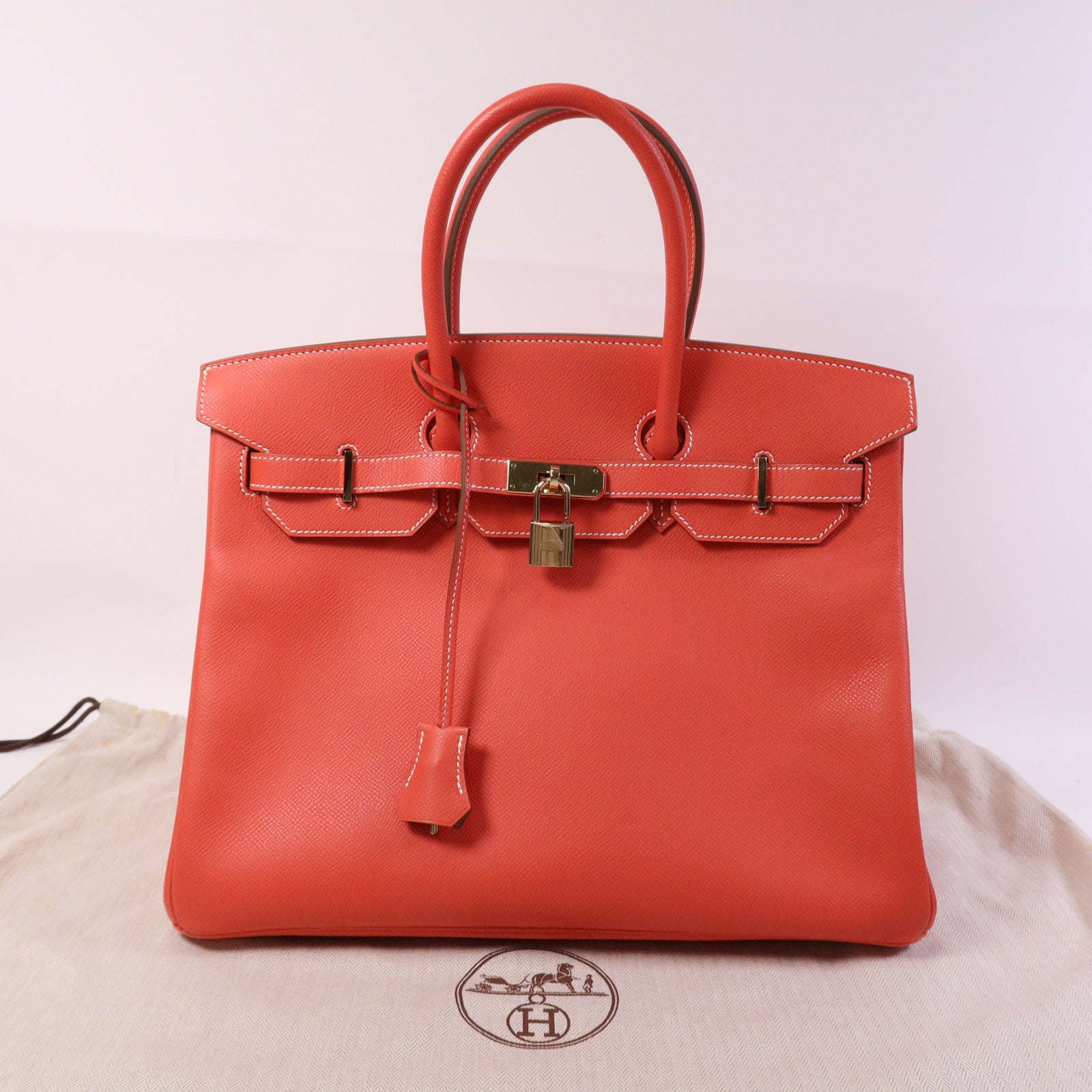 HERMES Epsom皮革Birkin 35金扣手挽袋Rose Juipur