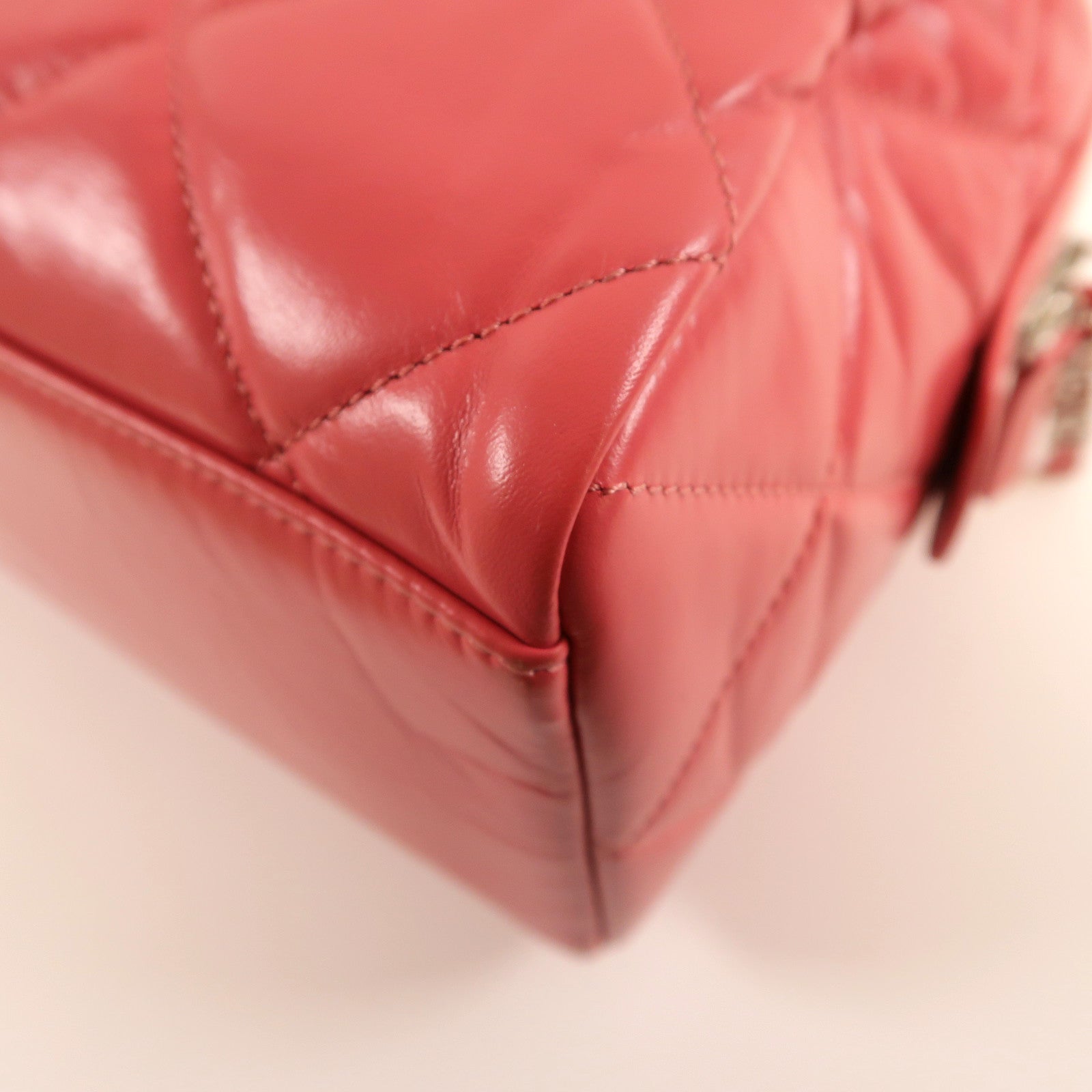 CHANEL 【激減優惠】菱格牛皮皮革2way Shoulder Bag銀扣手挽肩背兩用袋粉紅色