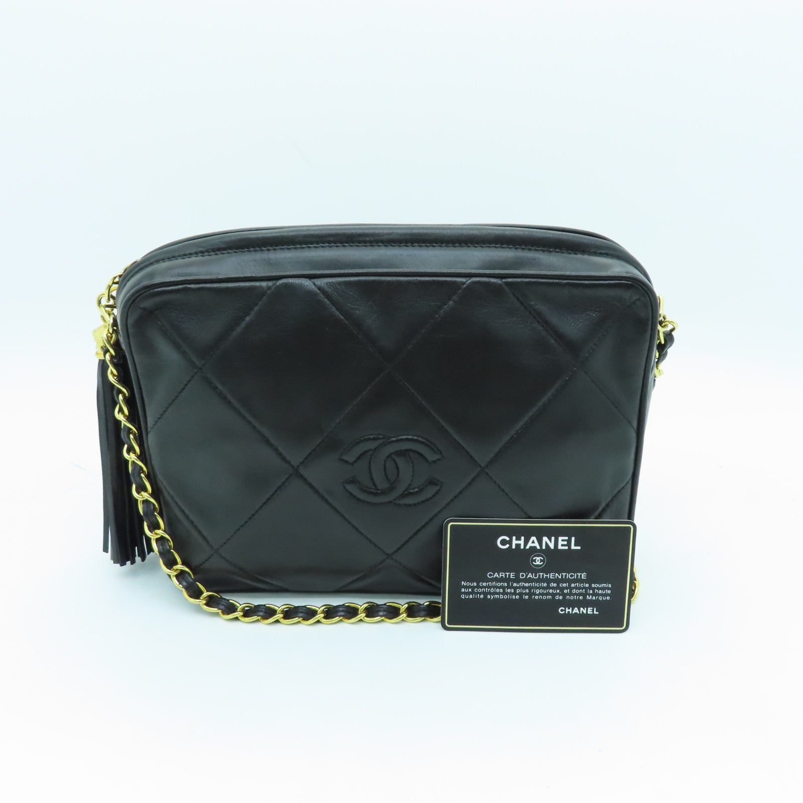 CHANEL rhombic sheepskin leather Chain Shoulder gold buckle chain shoulder bag black