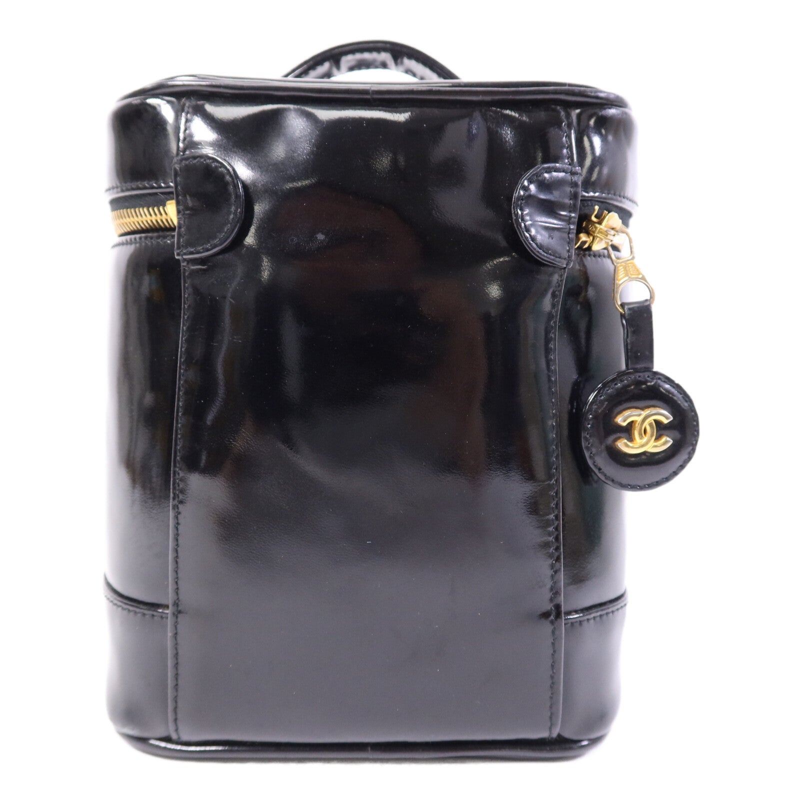 CHANEL 漆皮皮革 Vintage Vanity Case金扣手挽袋