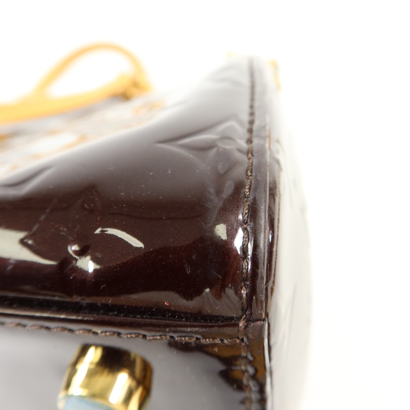 LOUIS VUITTON Vernis Brea MM金扣手挽肩背兩用袋Rouge Fauviste