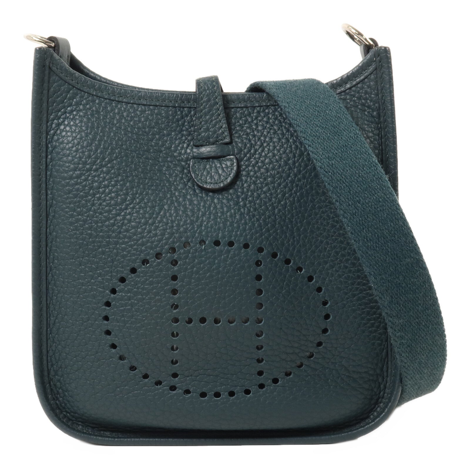 HERMES Clemence皮革Evelyne TPM肩背袋Vert Cypress