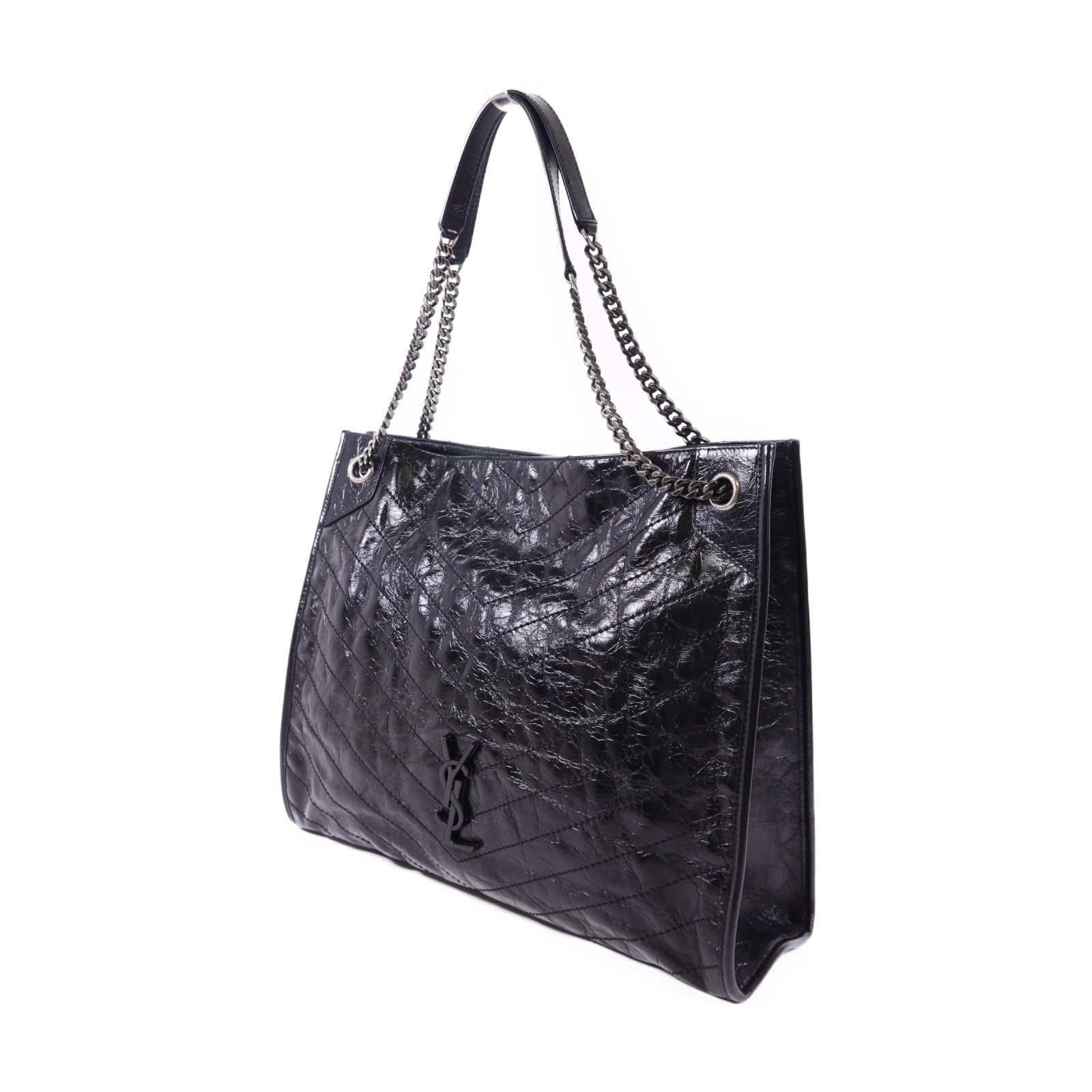 YVES SAINT LAURENT 牛皮皮革Niki Medium Tote Bag銀扣鏈帶肩背袋