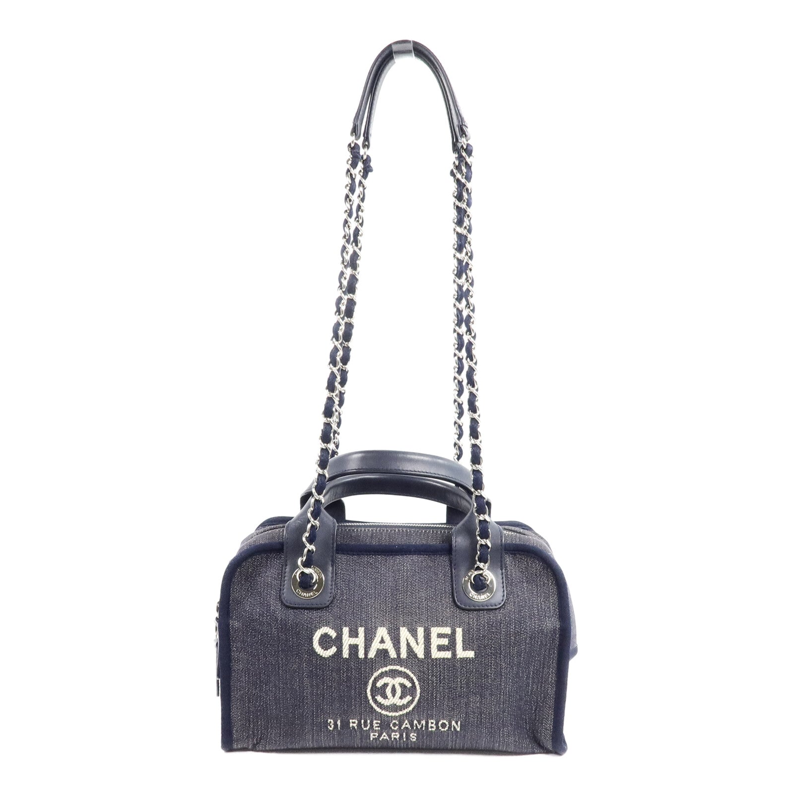 CHANEL 牛仔布Deauville Chain Tote手挽肩背兩用袋