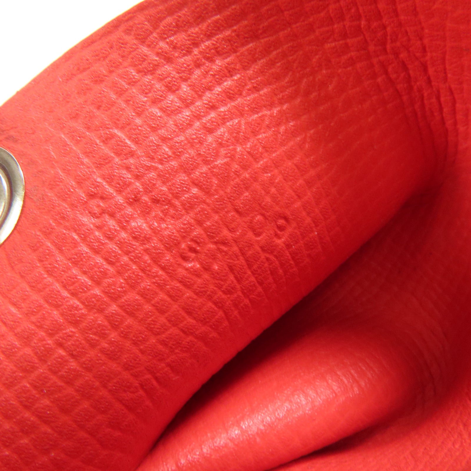 HERMES Epsom皮革Calvi銀扣卡片套Rouge Pivoine