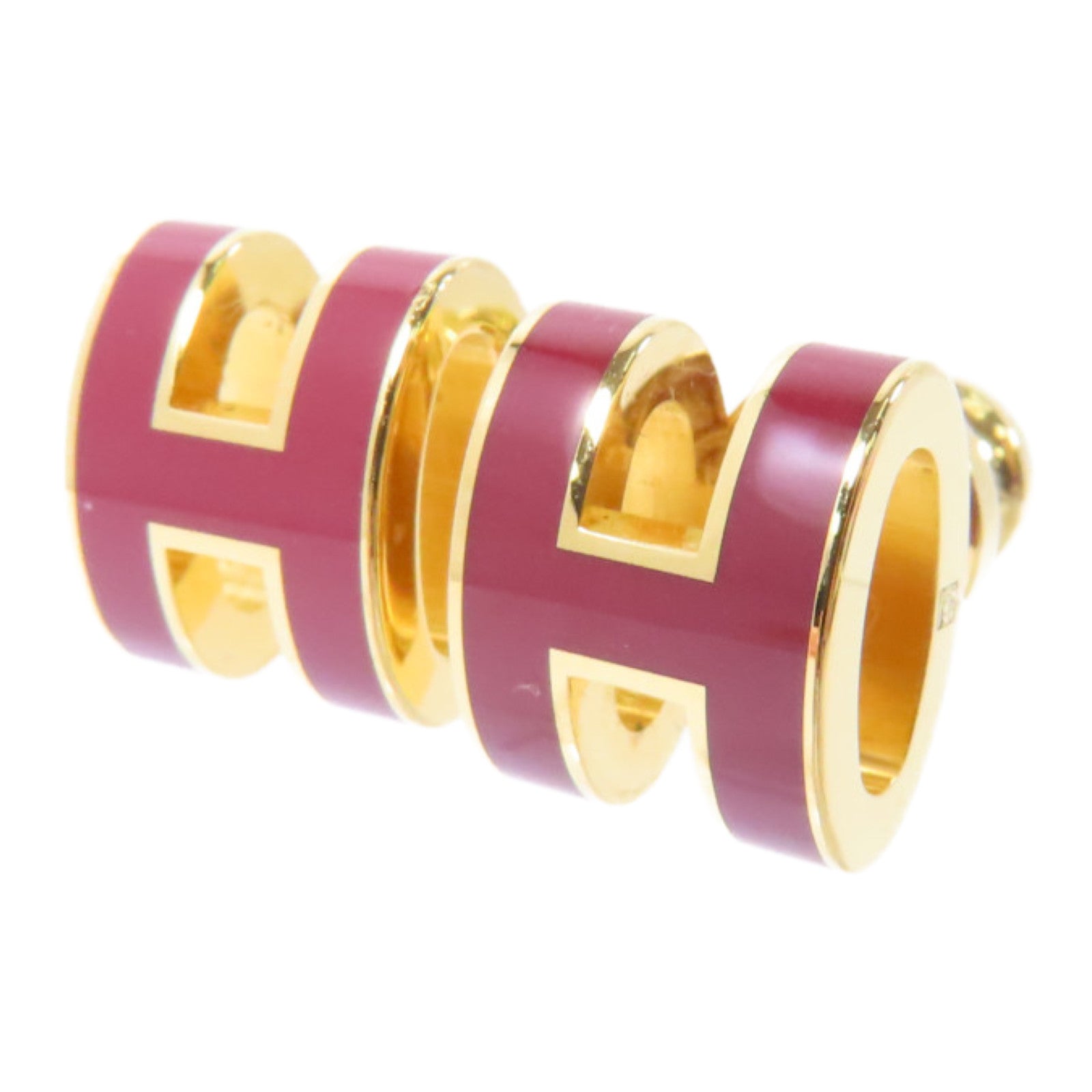 HERMES 金屬Mini Pop H Earrings耳環紅色/金色
