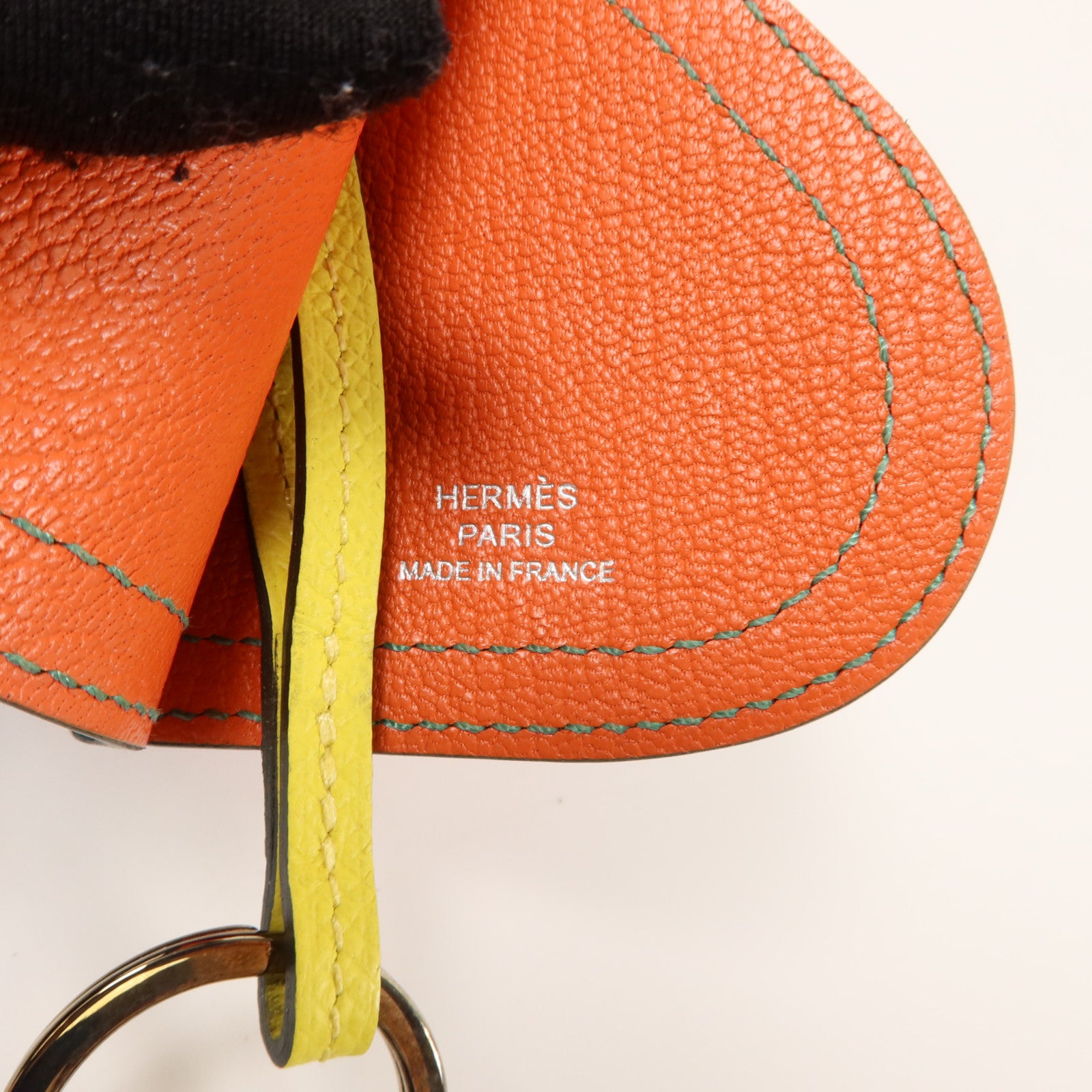 HERMES Epsom皮革Camail Bag Charm掛飾Rose Azalee/Lime/Malachite