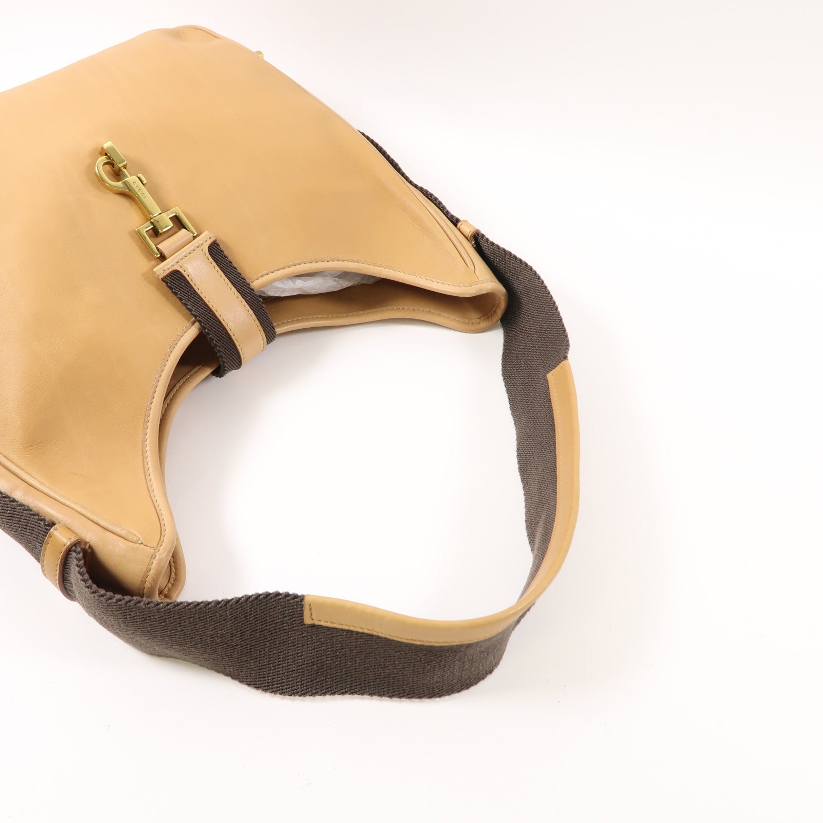 GUCCI 皮革Shoulder Bag金扣肩背袋啡色