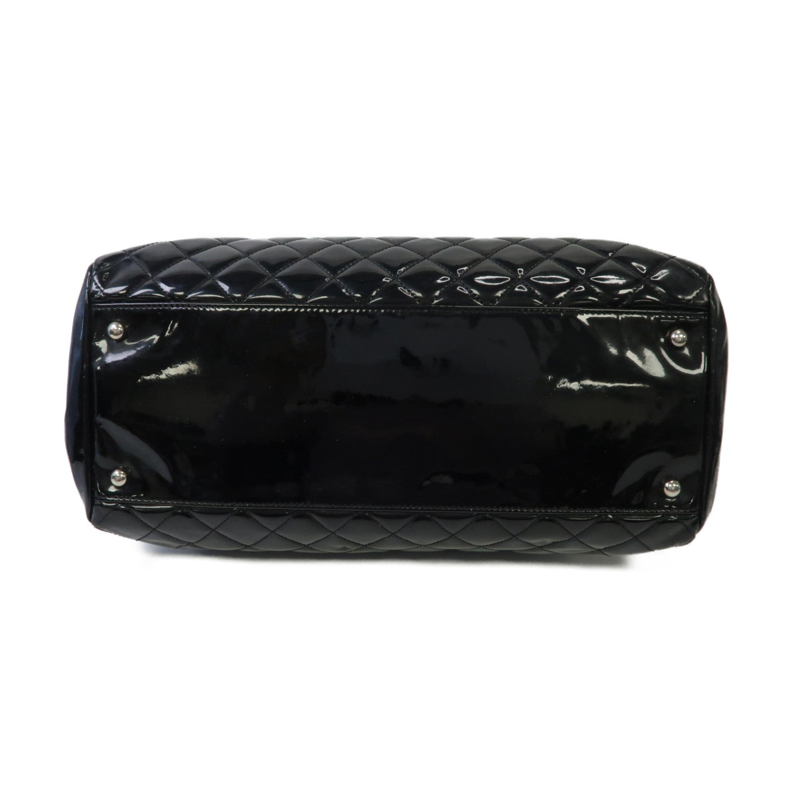 CHANEL **【激減優惠】菱格漆皮皮革Chain Shoulder Bag銀扣鏈帶肩背袋黒色