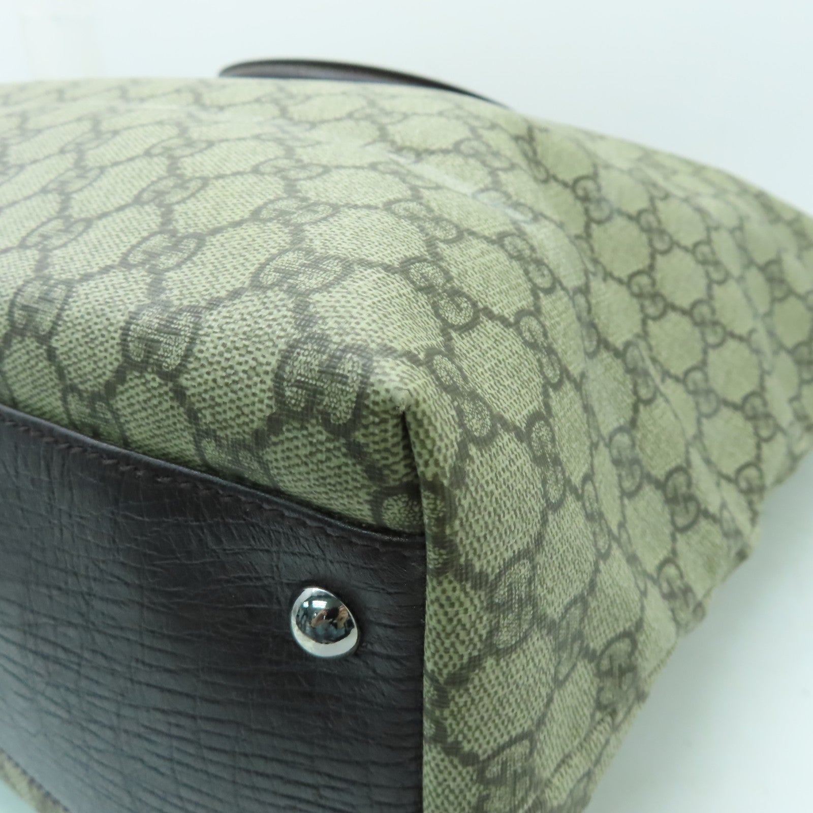 GUCCI 【激減優惠】塗層帆布Shoulder Bag銀扣肩背袋啡色