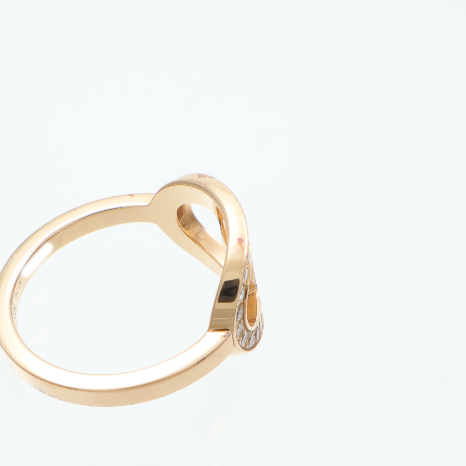 HERMES 18K玫瑰金Chaine D'ancre Contour Ring鑽石戒指