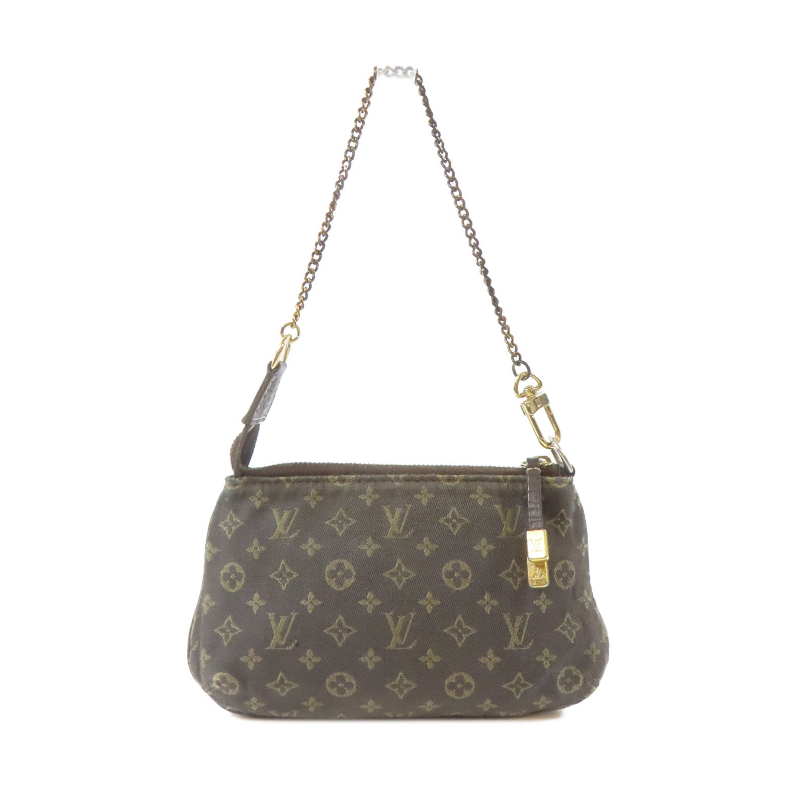 LOUIS VUITTON Monogram Mini Lin Mini Pochette Accessoires金扣手拿包啡色