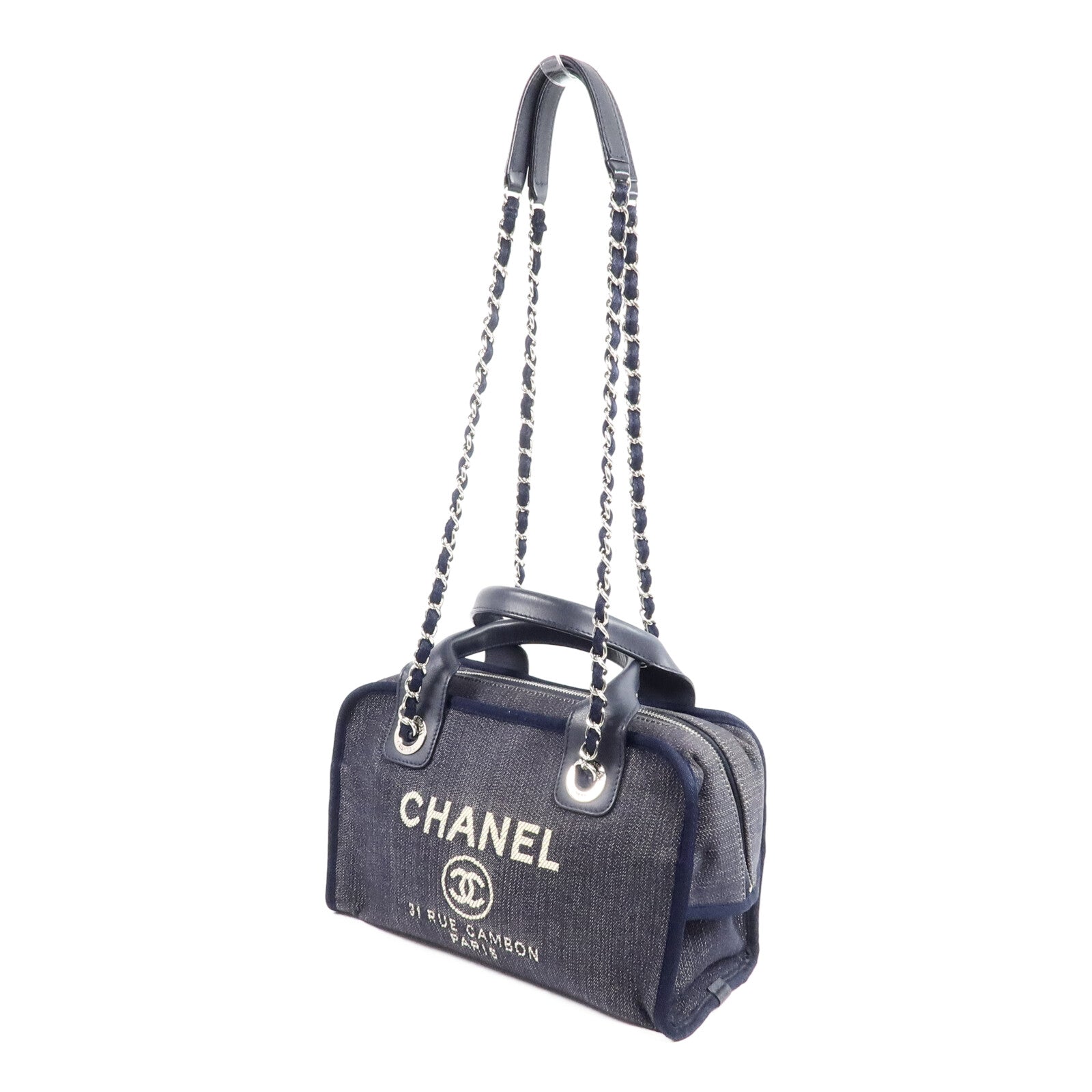 CHANEL 牛仔布Deauville Chain Tote手挽肩背兩用袋