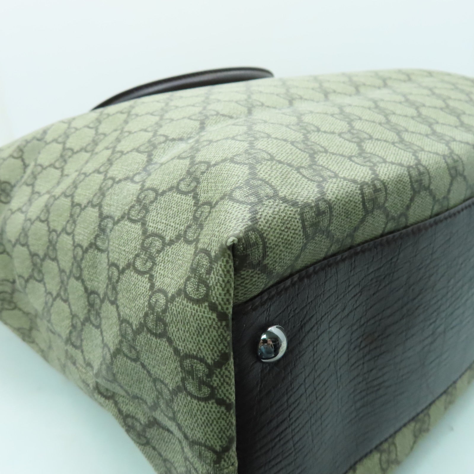 GUCCI 【激減優惠】塗層帆布Shoulder Bag銀扣肩背袋啡色