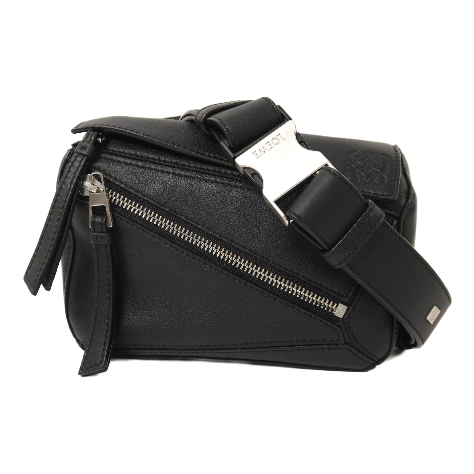 LOEWE 牛皮皮革Small Puzzle BumBag銀扣腰包
