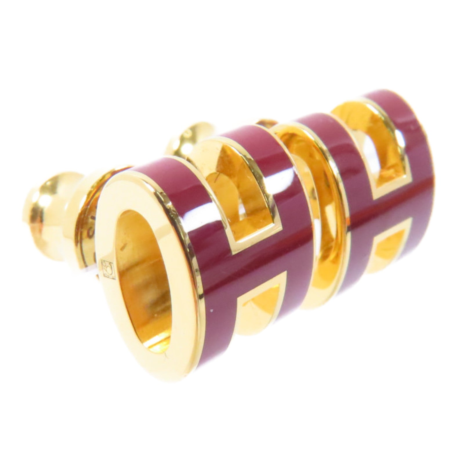 HERMES 金屬Mini Pop H Earrings耳環紅色/金色