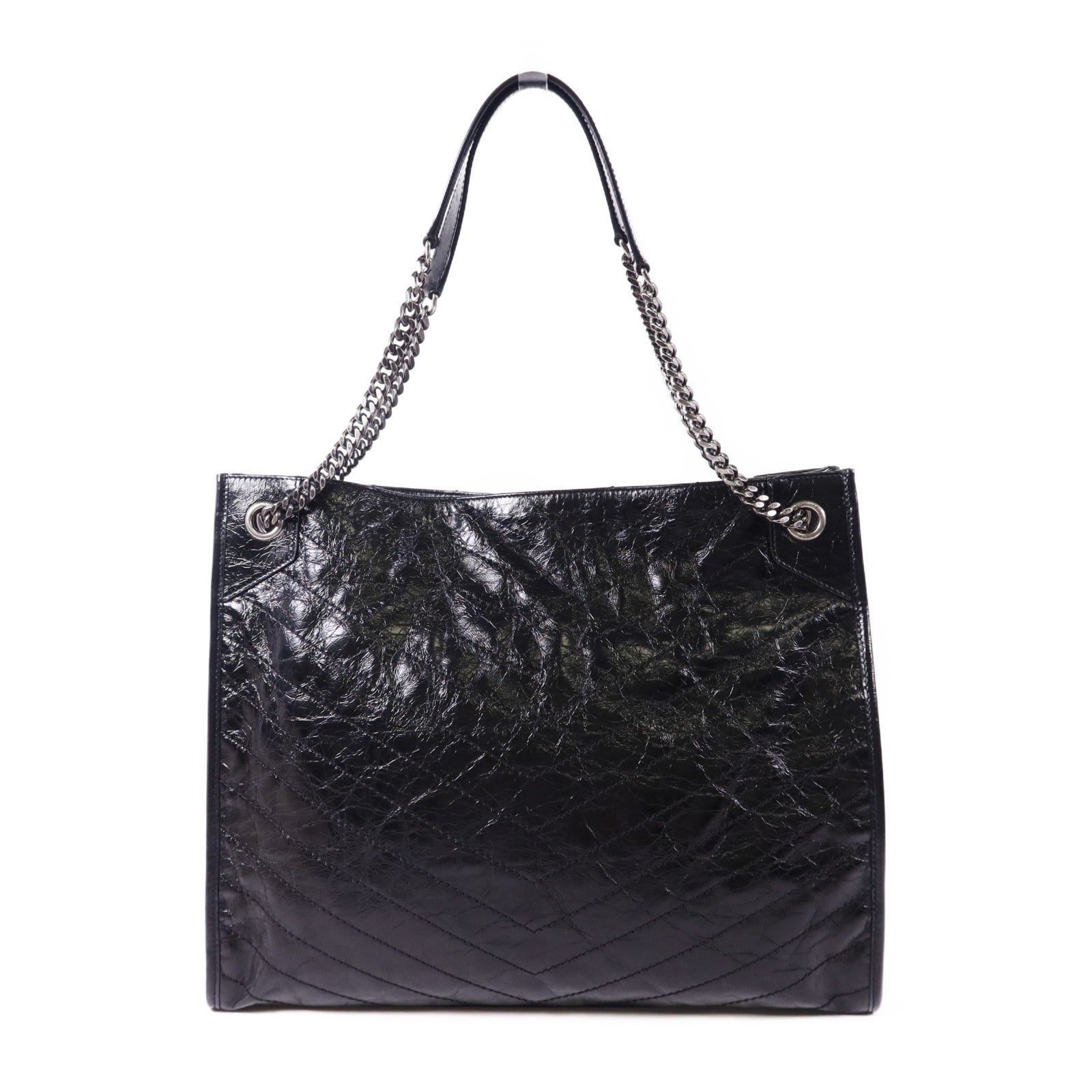 YVES SAINT LAURENT 牛皮皮革Niki Medium Tote Bag銀扣鏈帶肩背袋