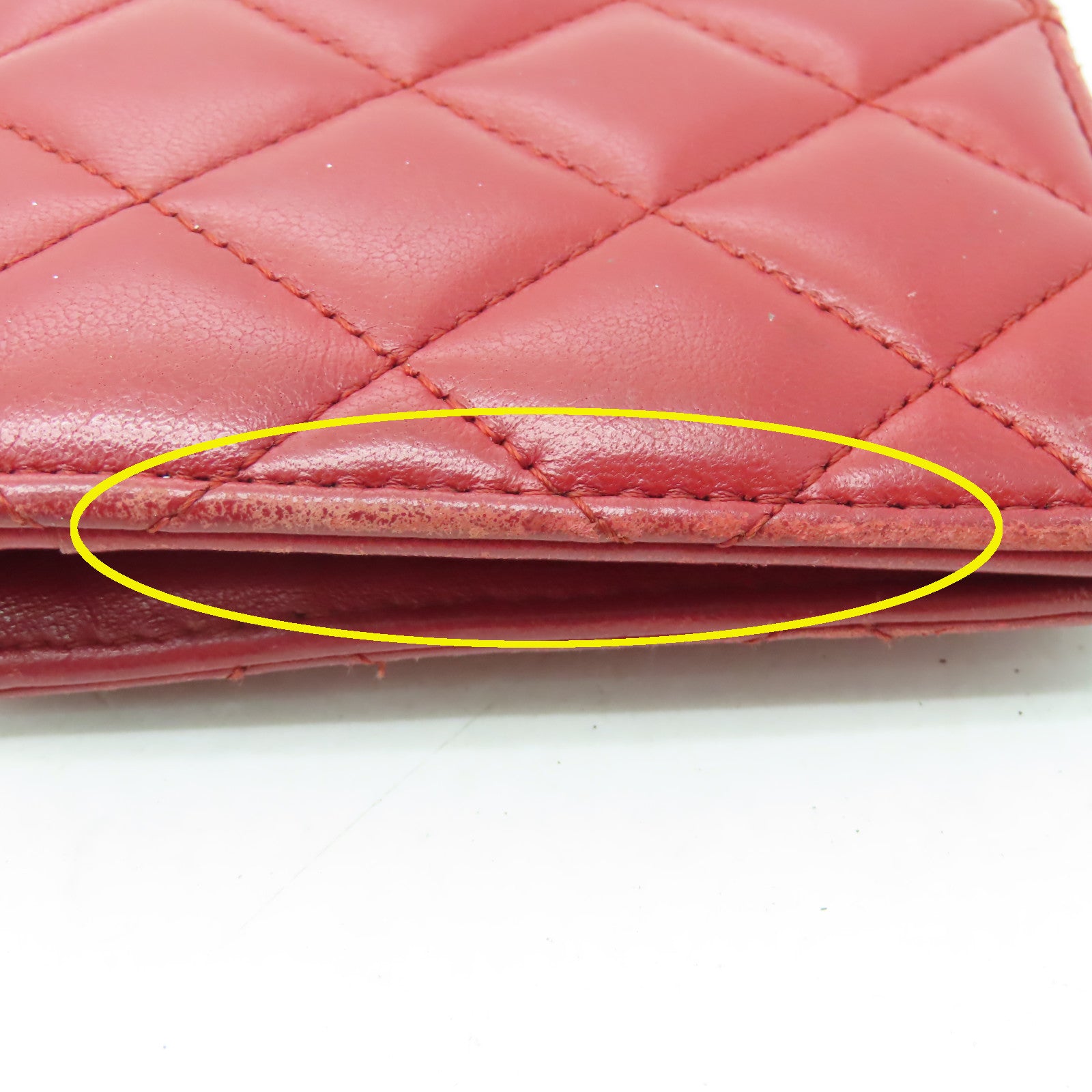 CHANEL 菱格羊皮皮革Long Wallet銀扣長錢包紅色