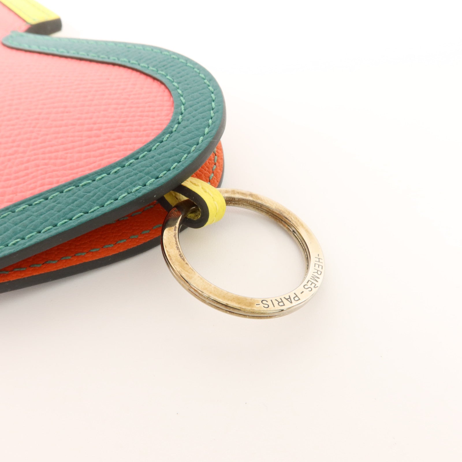 HERMES Epsom皮革Camail Bag Charm掛飾Rose Azalee/Lime/Malachite