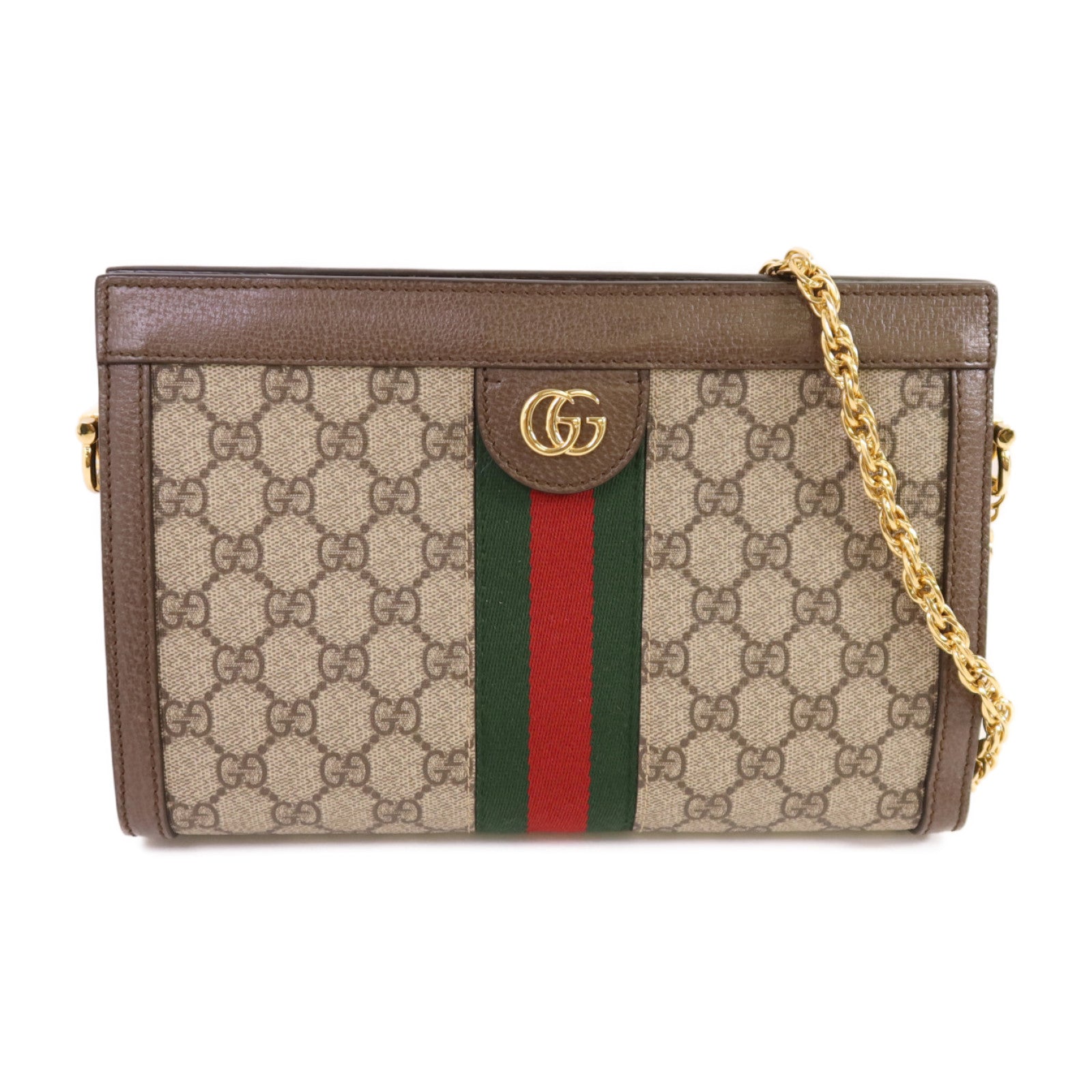 GUCCI 【激減優惠】塗層帆布Ophldia GG鏈帶肩背袋