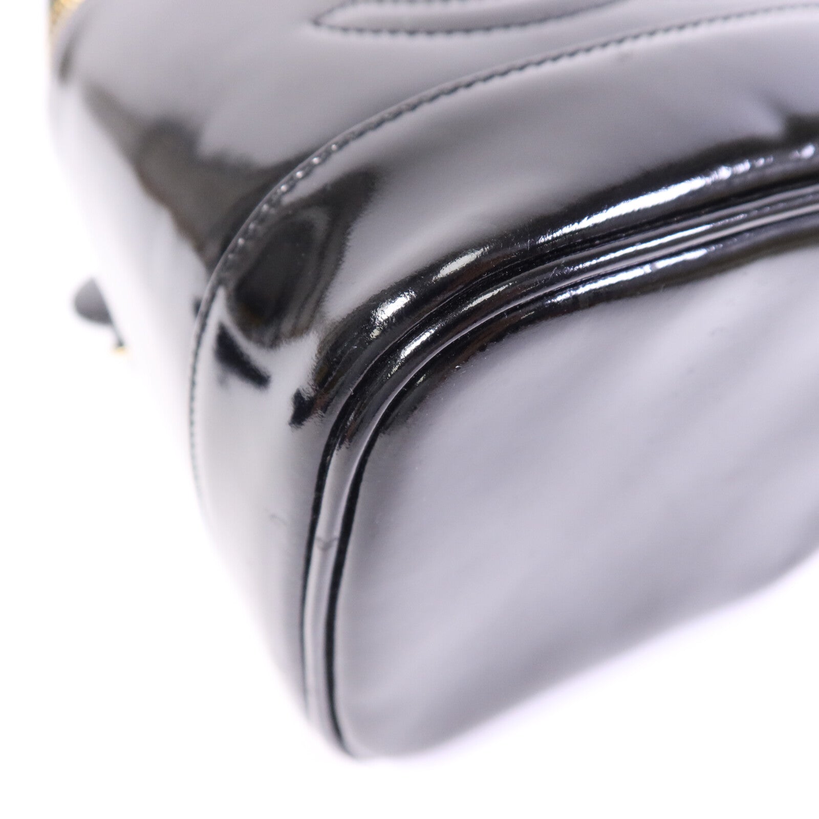 CHANEL 漆皮皮革 Vintage Vanity Case金扣手挽袋