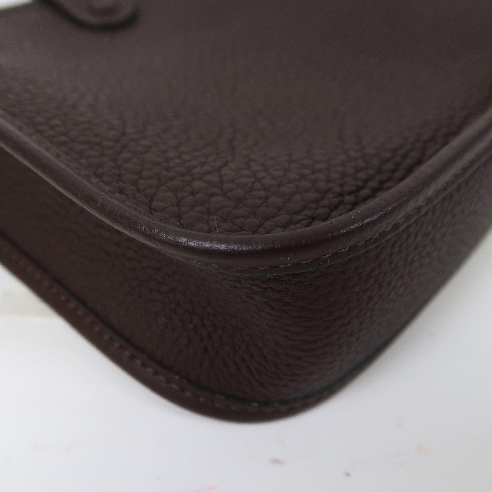 HERMES Clemence皮革Evelyne TPM銀扣肩背袋馬鞍紅色