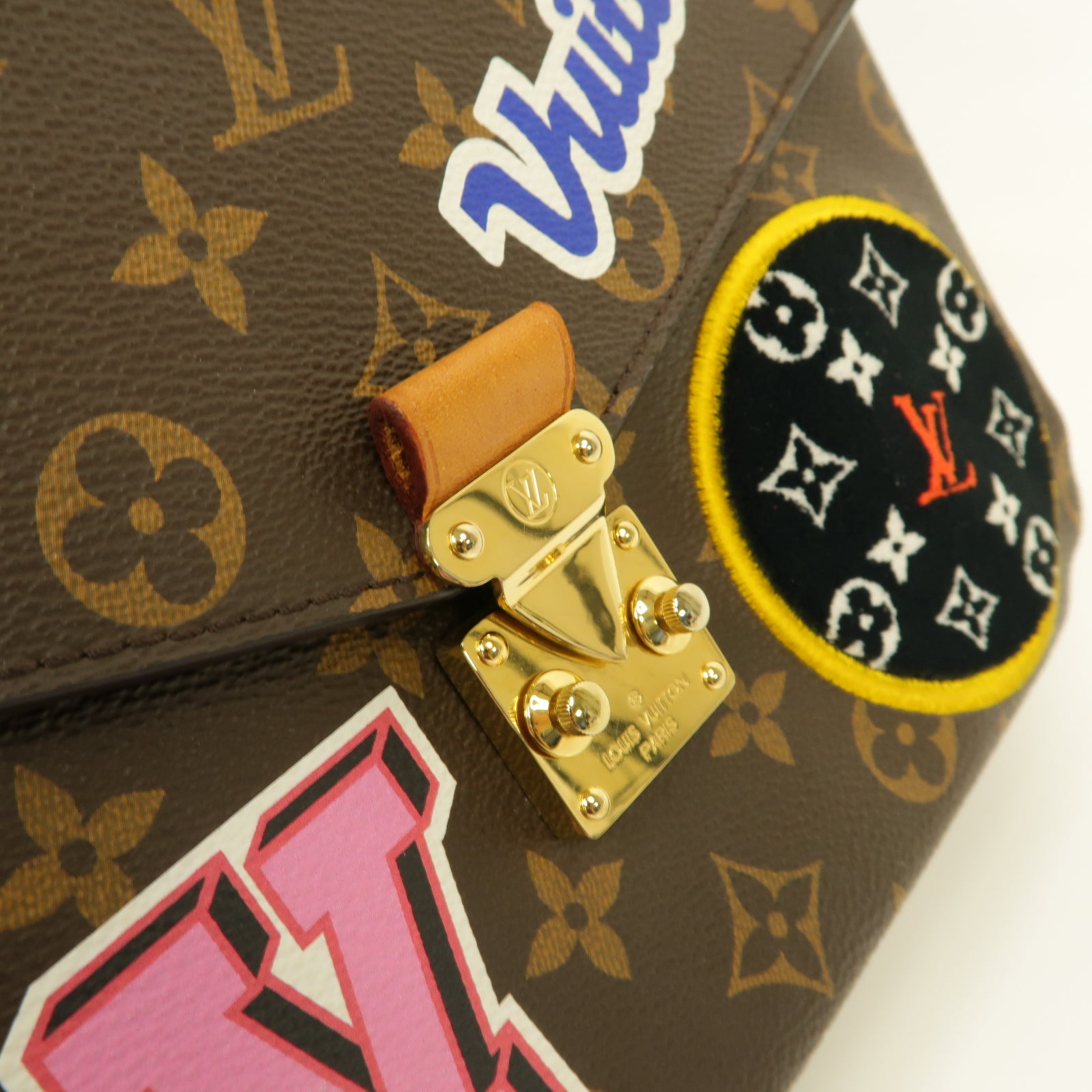 LOUIS VUITTON Monogram Pochette Metis金扣手挽肩背兩用袋棕色
