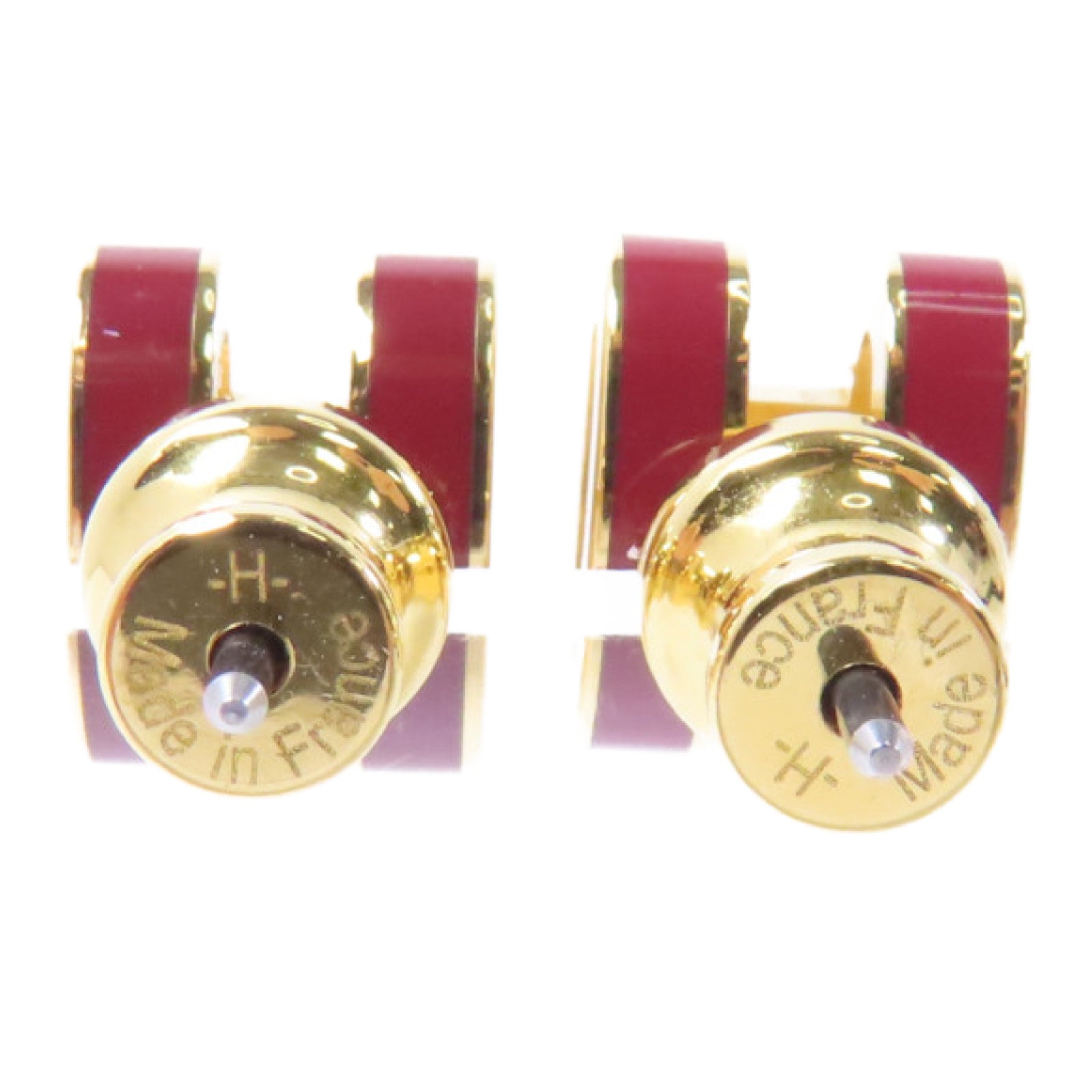 HERMES 金屬Mini Pop H Earrings耳環紅色/金色