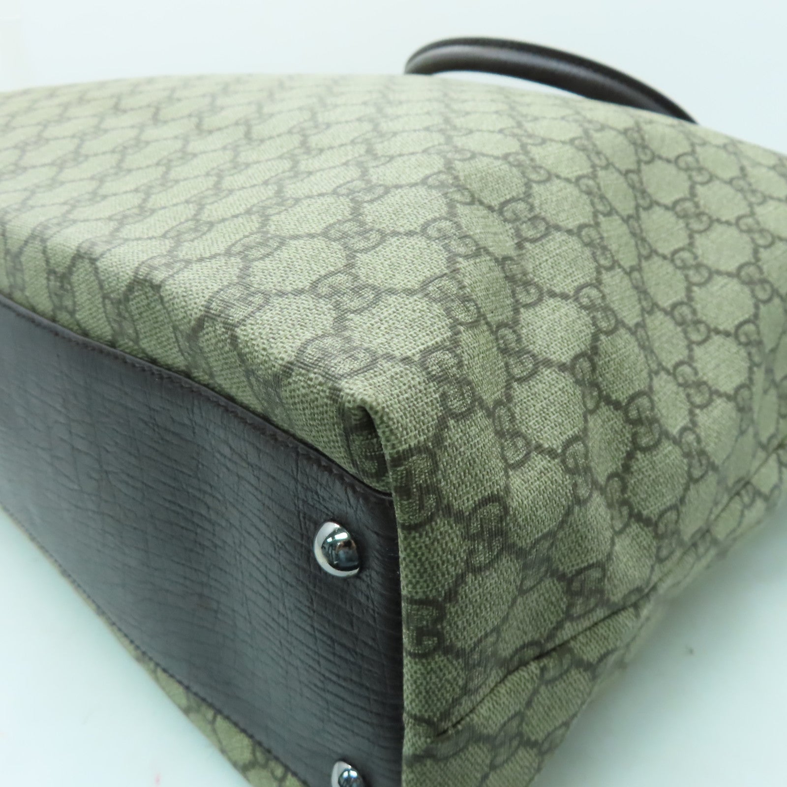 GUCCI 【激減優惠】塗層帆布Shoulder Bag銀扣肩背袋啡色