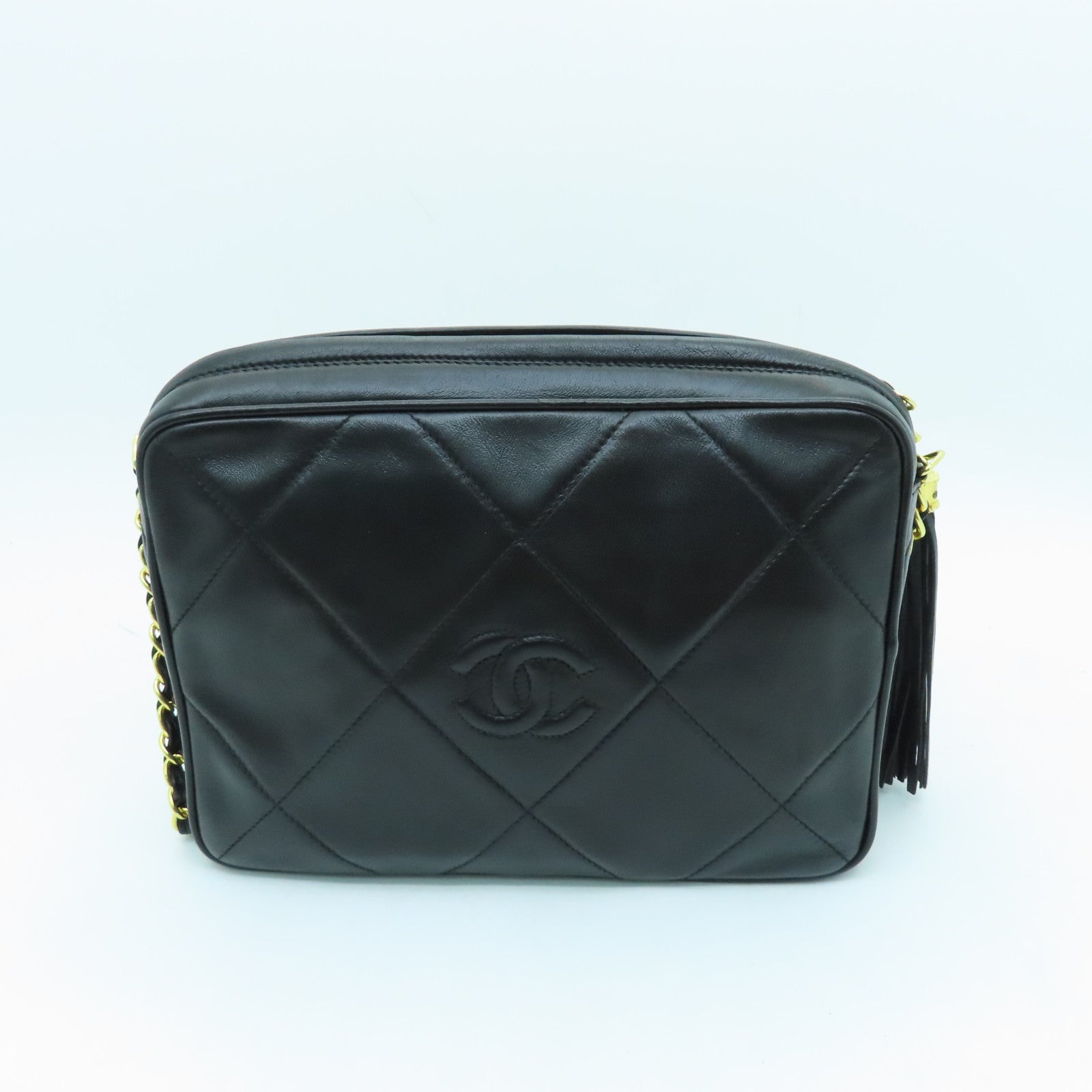 CHANEL rhombic sheepskin leather Chain Shoulder gold buckle chain shoulder bag black