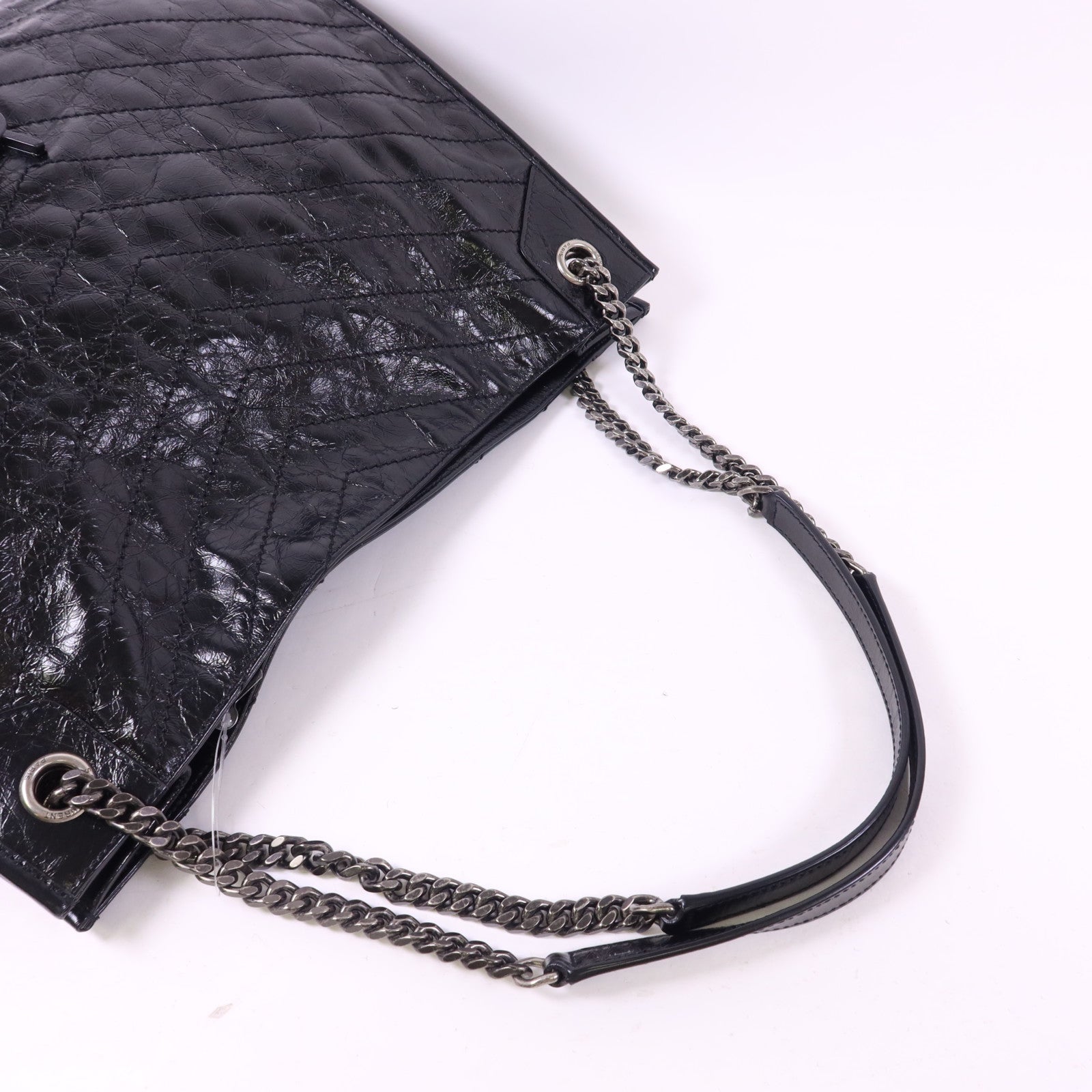 YVES SAINT LAURENT 牛皮皮革Niki Medium Tote Bag銀扣鏈帶肩背袋
