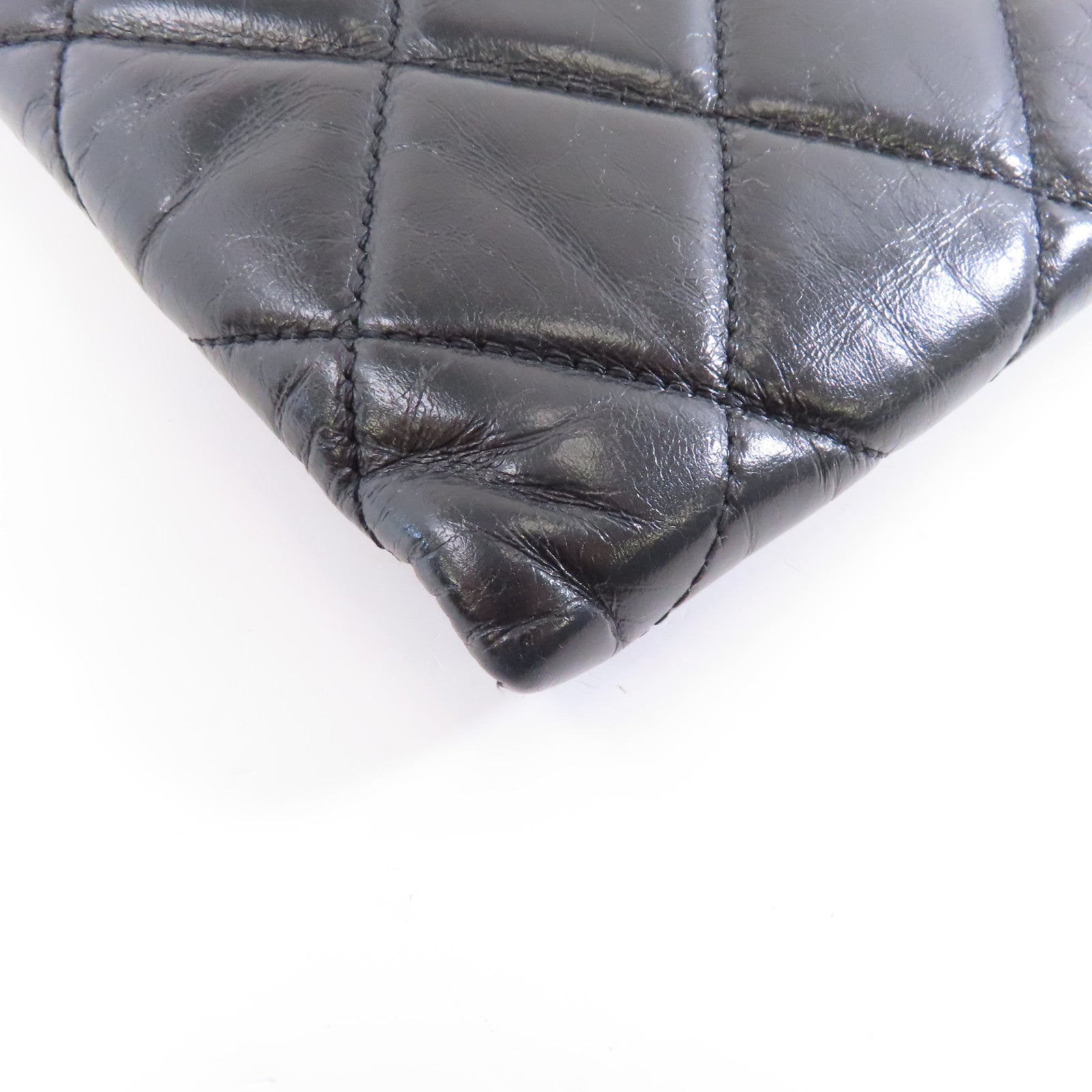 CHANEL 菱格牛皮皮革Chain Shoulder Bag銀扣肩背袋黑色