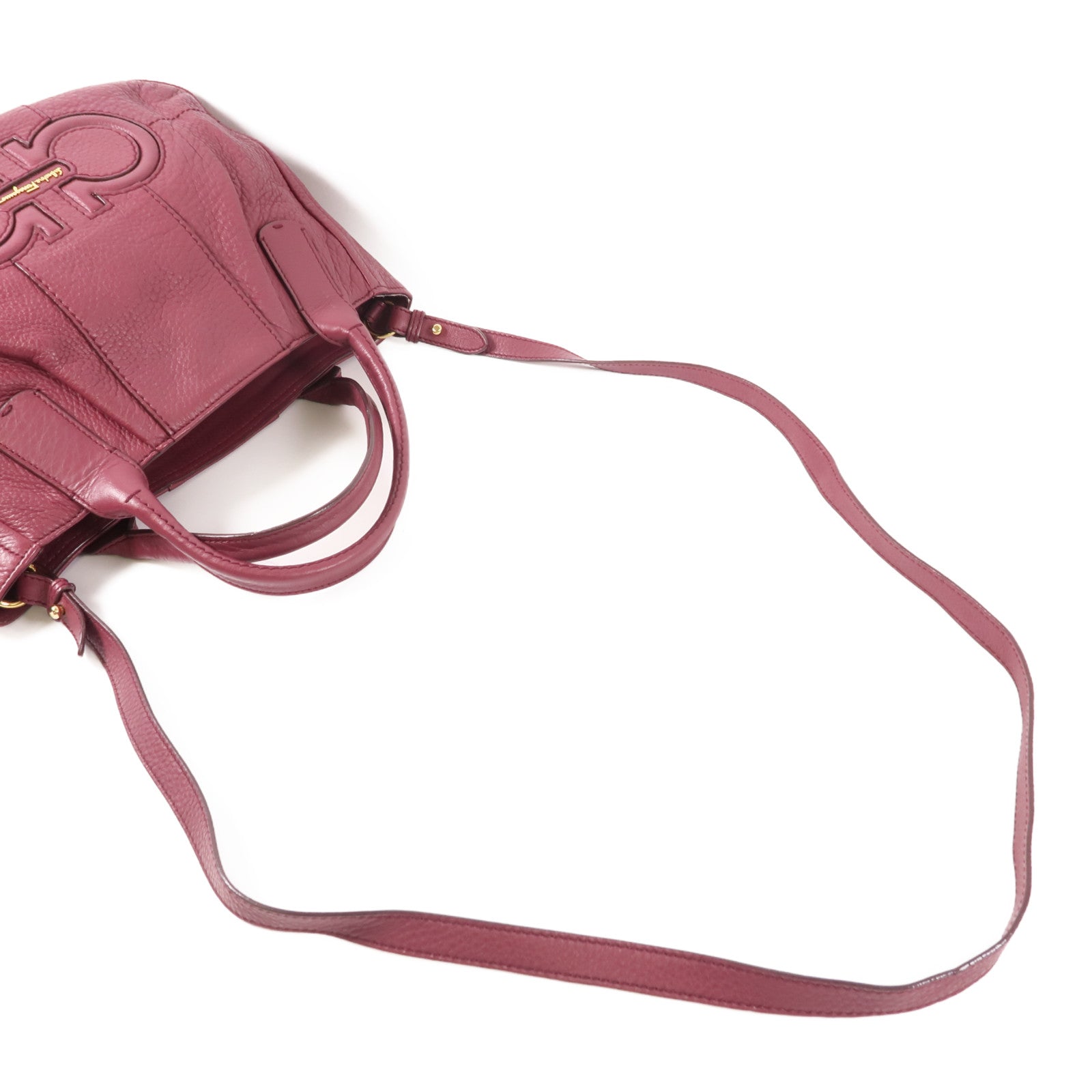 SALVATORE FERRAGAMO GHW 2 Way Shoulder Hand Bag Calfskin Leather Red