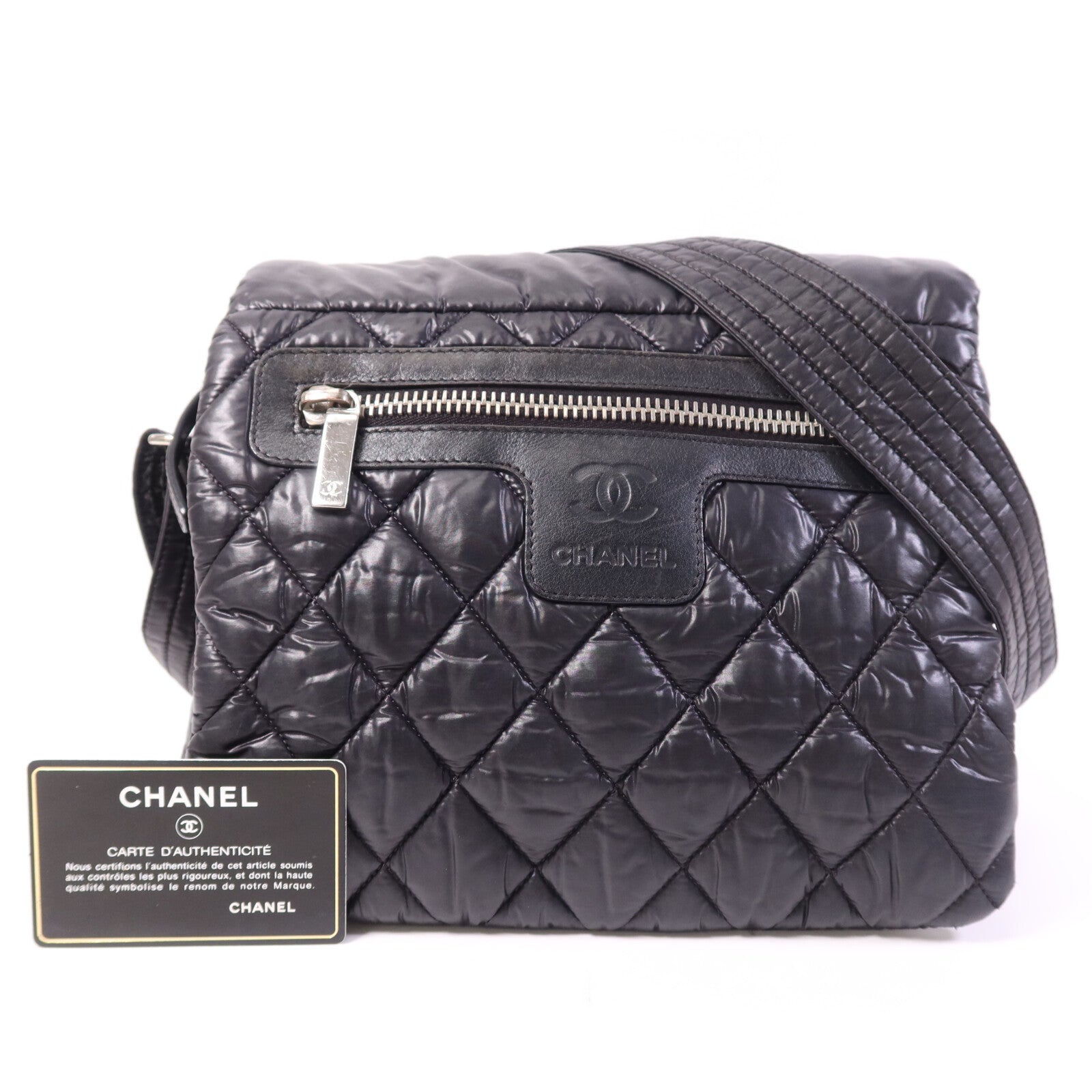 CHANEL 尼龍Coco Cocoon銀扣肩背袋