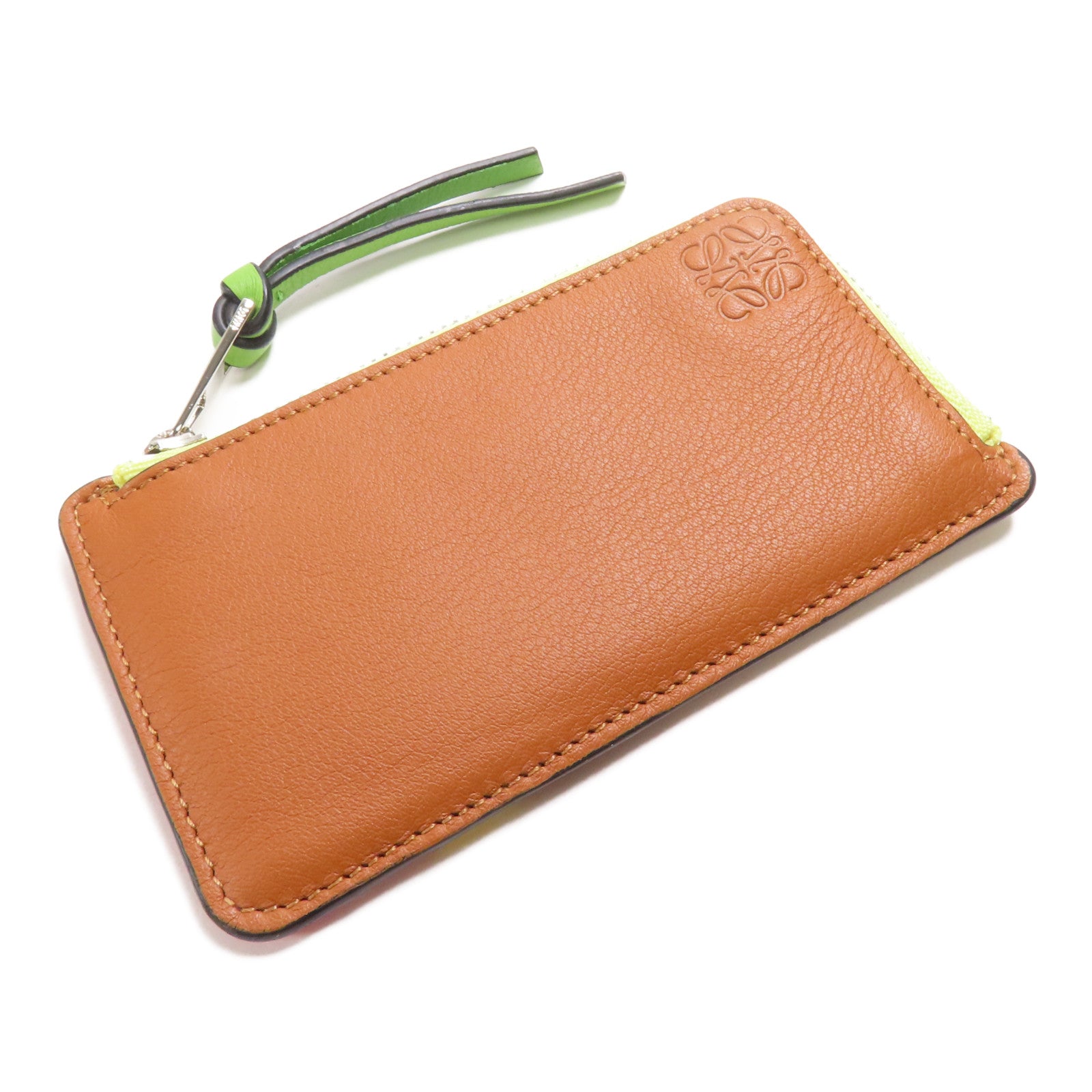 LOEWE 牛皮皮革Card Case銀扣卡片套