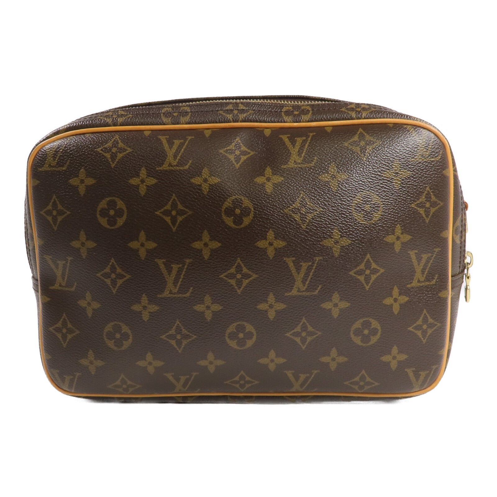LOUIS VUITTON Monogram Reporter PM金扣肩背袋棕色
