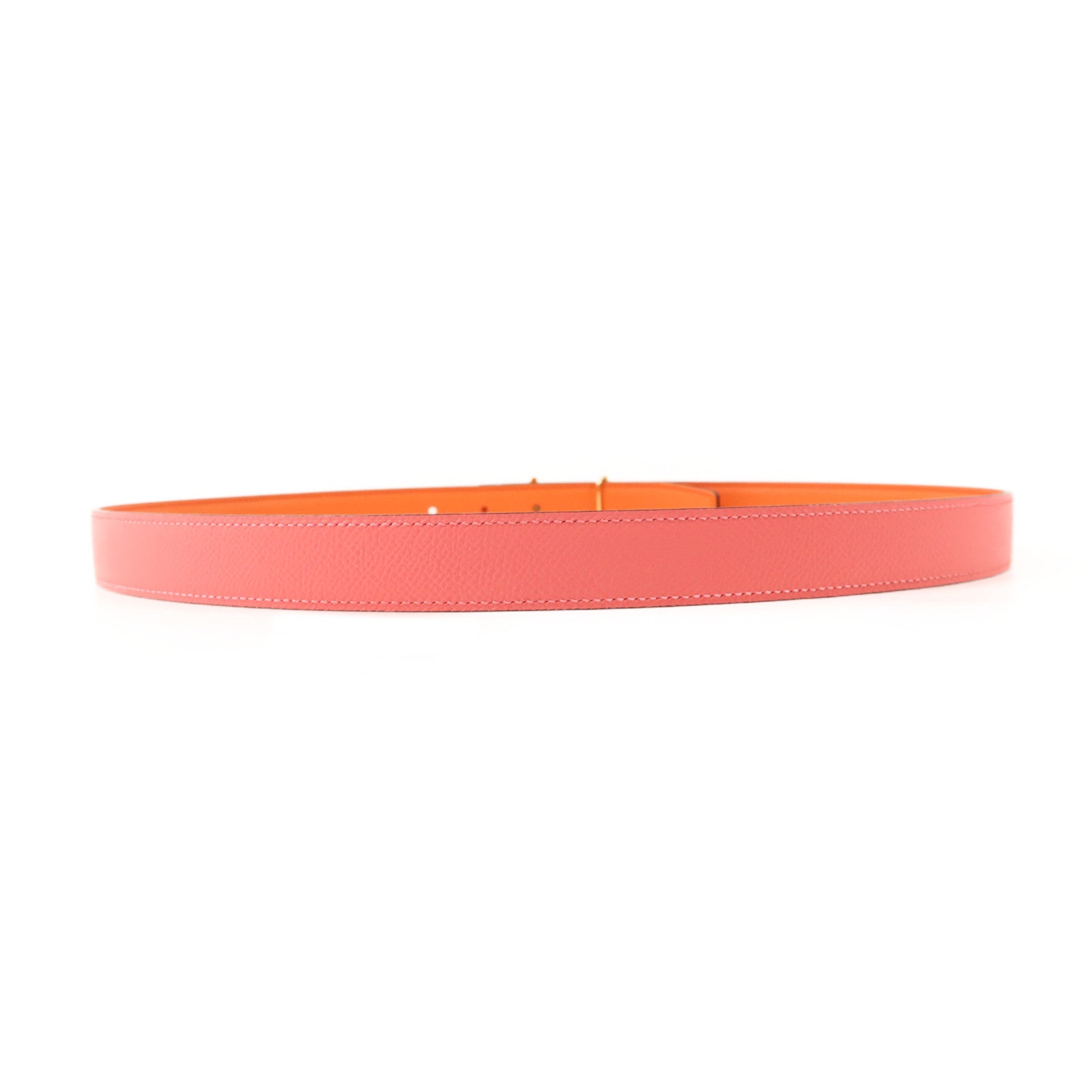 HERMES Epsom皮革Belt金扣皮帶Rose Azalee
