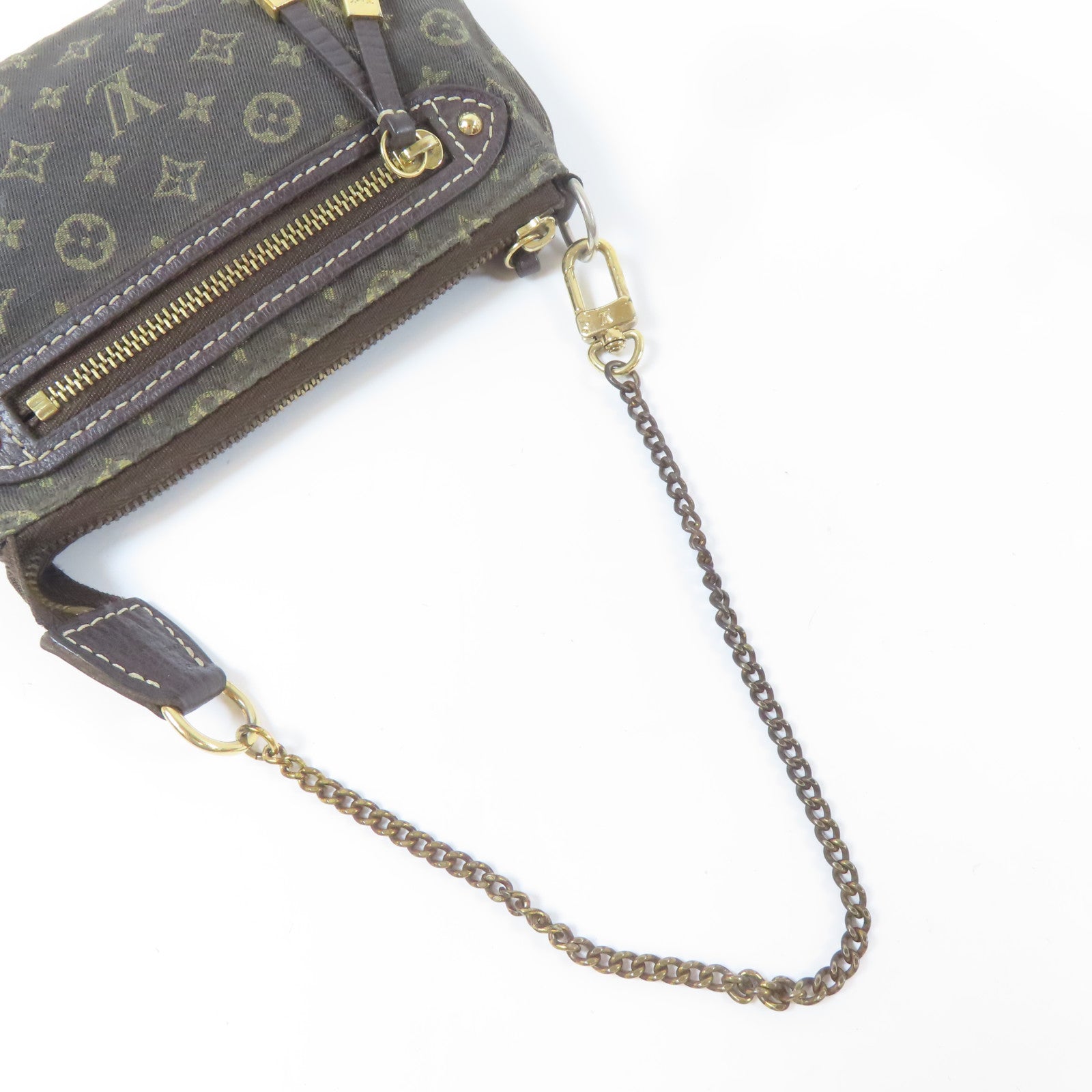 LOUIS VUITTON Monogram Mini Lin Mini Pochette Accessoires金扣手拿包啡色