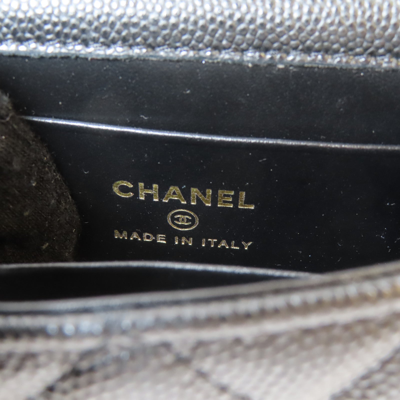 CHANEL 菱格Caviar皮革Mini Kelly Bag金扣鏈帶肩背袋黑色